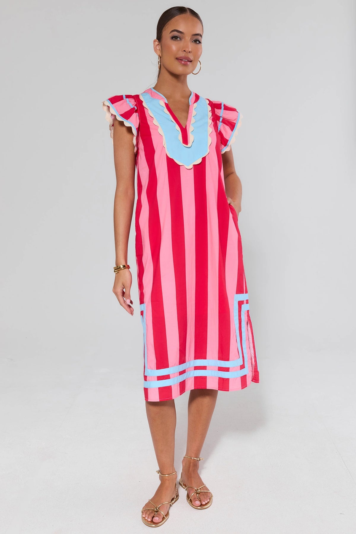 pink and black striped dress Midi | Avara SIZE:USA 10 / EU 40 / UK 12 Oversized T Shirt Dress kei sweet gloomy vibe spring 2021