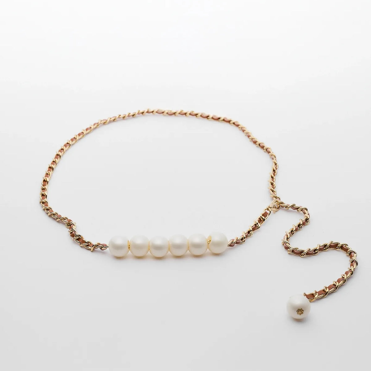 GOLD TONE COIN & FAUX PEARL CHAIN BELT Chanel Pearl Belt - Etsy main image 2