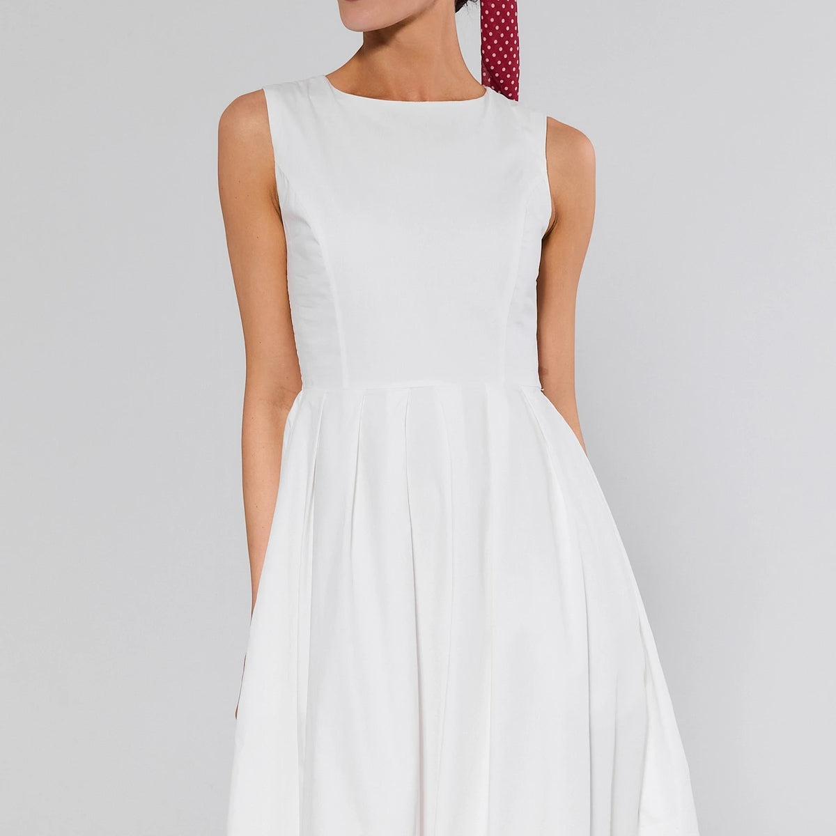 White Cotton Poplin Midi Dress White Cotton Poplin Midi Dress