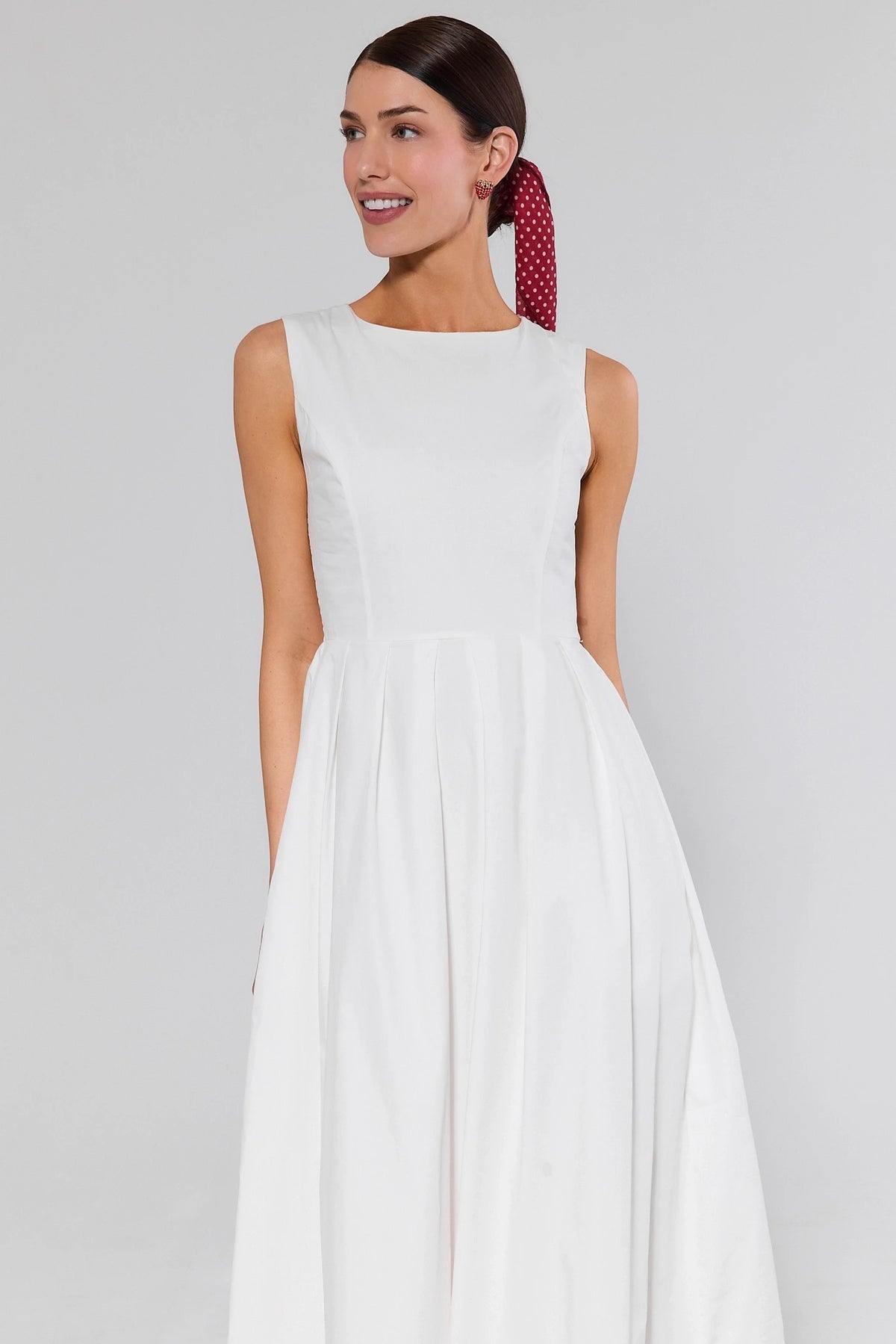 White Cotton Poplin Midi Dress