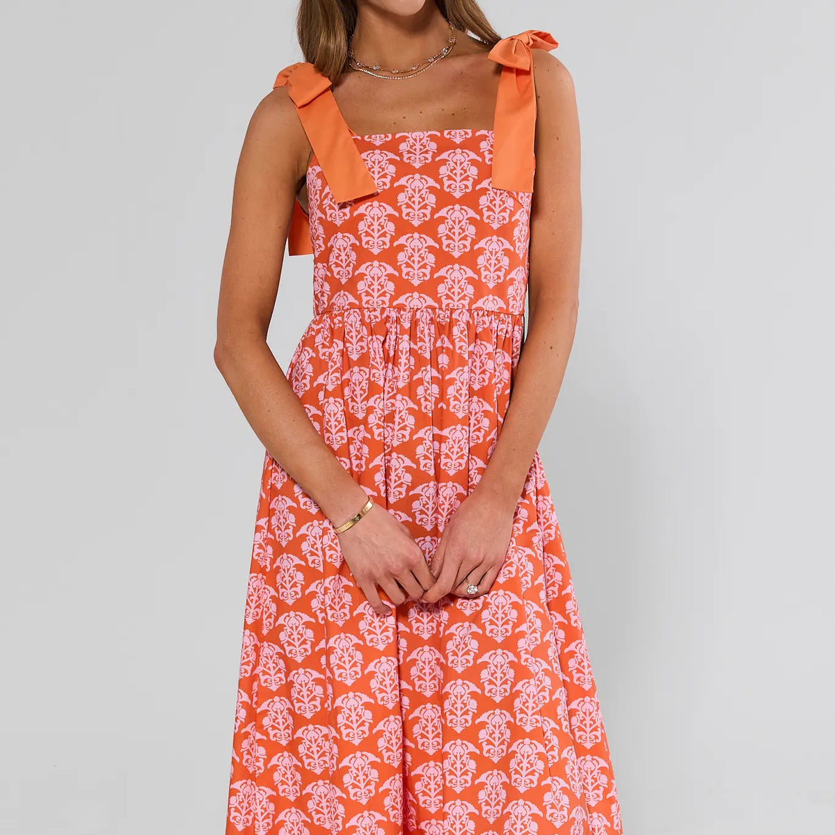Orange Printed Maxi Dress | Avara