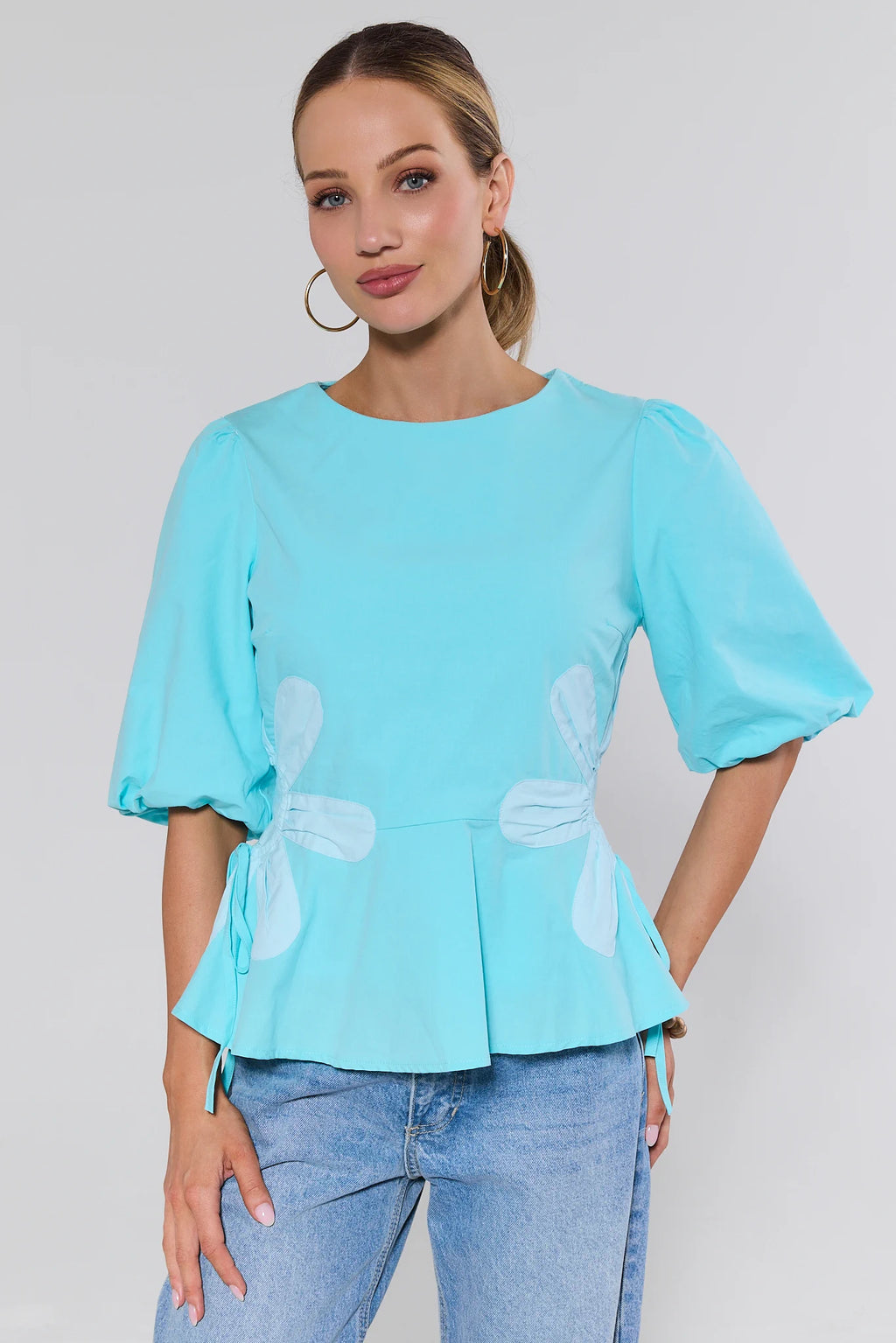 Izzie Turquoise Peplum Top | Avara