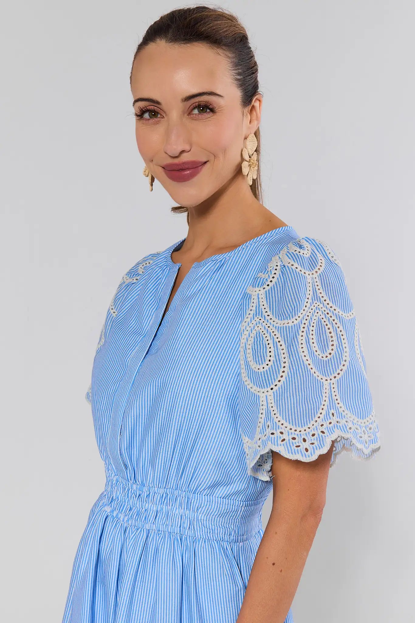 Brylee Blue Eyelet Trim Maxi Dress | Women's Clothing | Avara Brylee Blue Eyelet Trim Maxi Dress | Women's Clothing | Avara