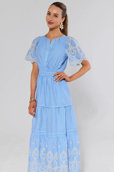 Women's Blue Eyelet Maxi Dress | Avara