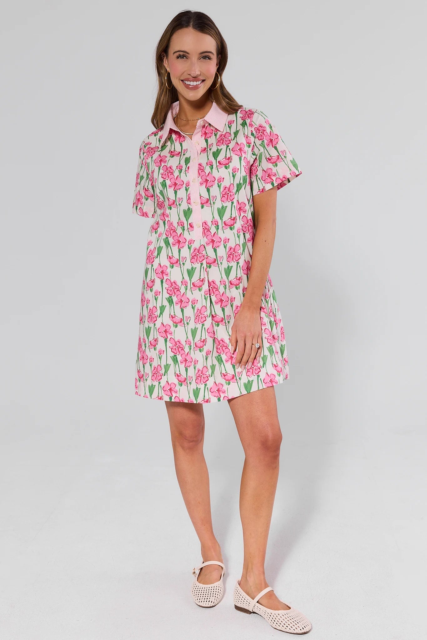 strapless open back dress Sloane Pink Floral Short Dress main image 0
