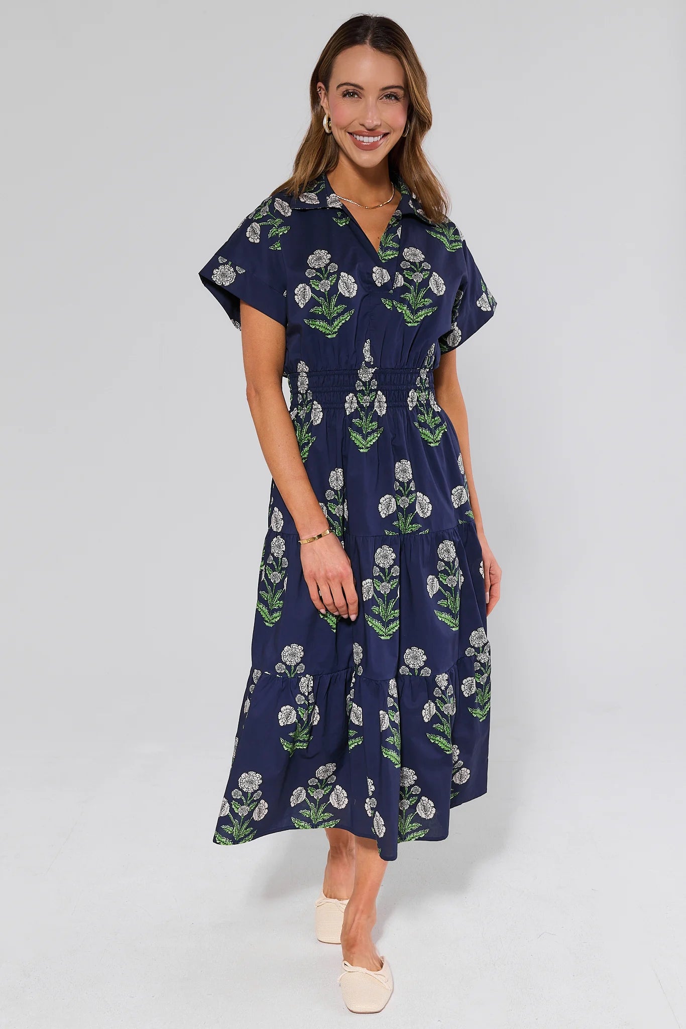 royal blue mini dresses High-Neck Midi Dress in Blue Hibiscus – Coco Shop