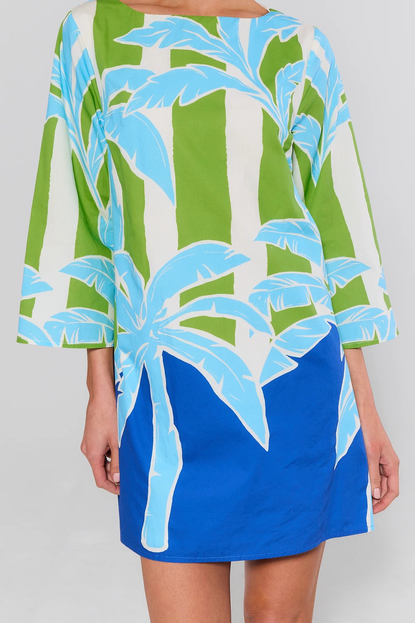 Blue Palm Printed Short Dress | Women's Clothing | Avara Blue Palm Printed Short Dress | Women's Clothing | Avara