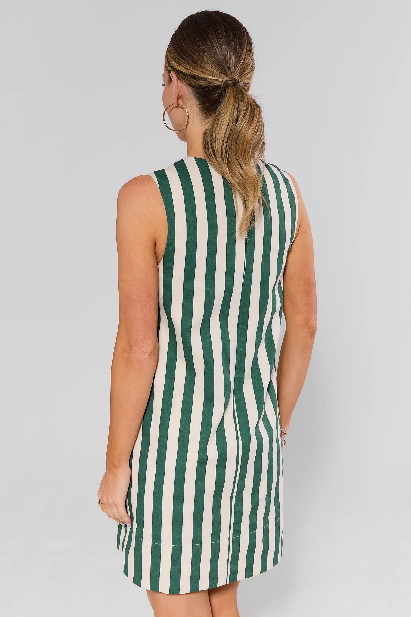 Green Striped Sleeveless Short Dress Green Striped Sleeveless Short Dress