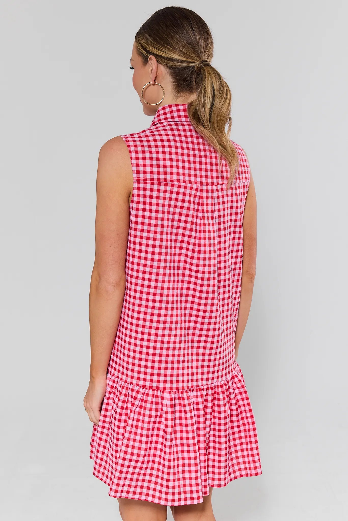 red pattern dress Georgie Red Gingham Short Dress | Women's Clothing