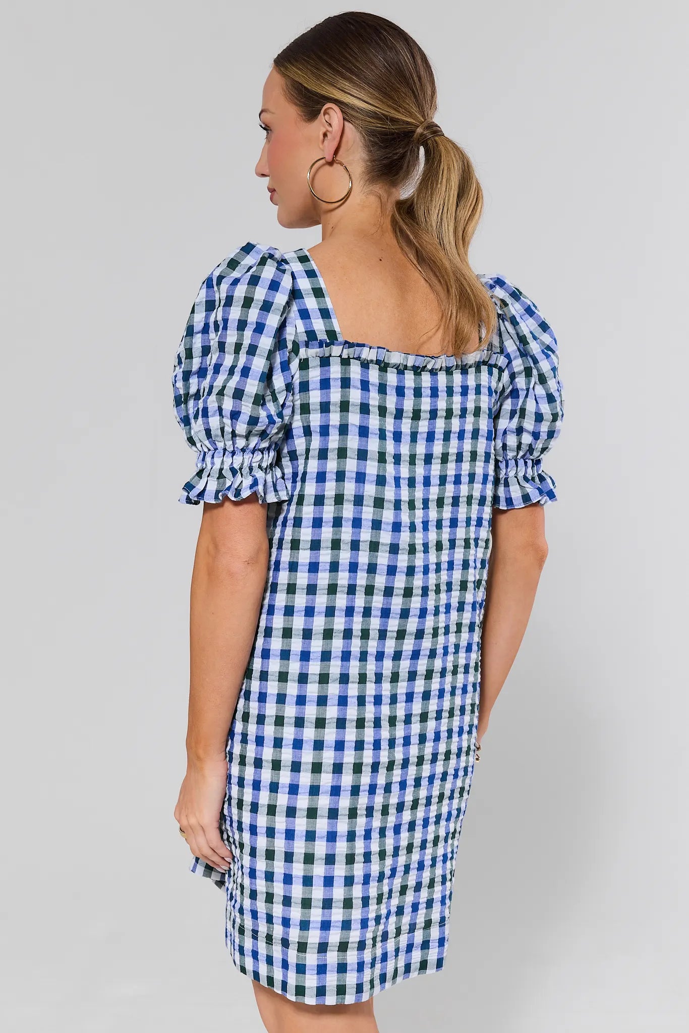 Mia Navy Gingham Short Dress