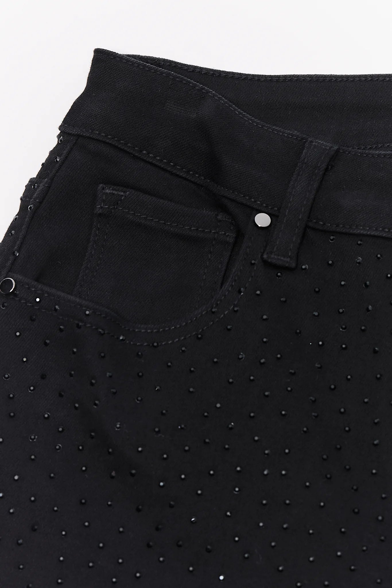 Carrie Black Rhinestone Wide Leg Jeans