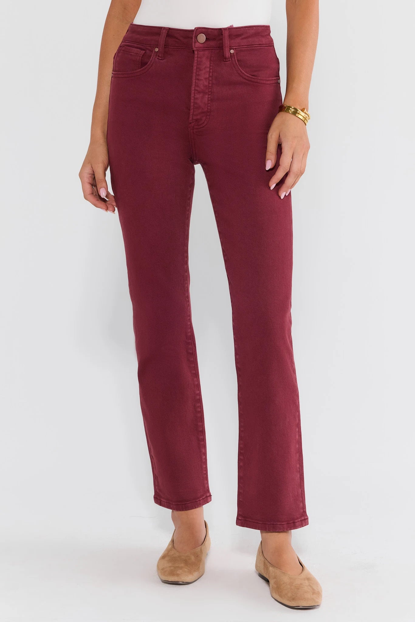 Leah Burgundy Straight Leg Jeans