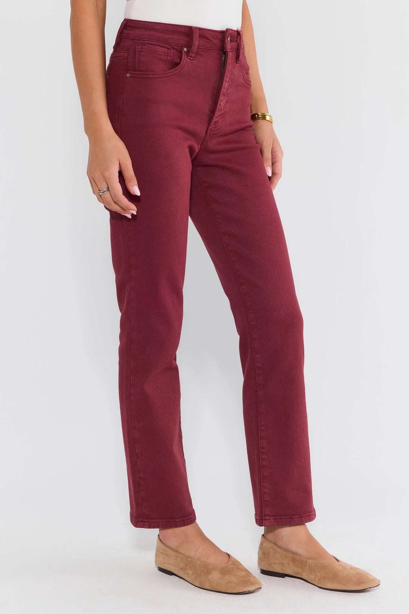 Leah Burgundy Straight Leg Jeans