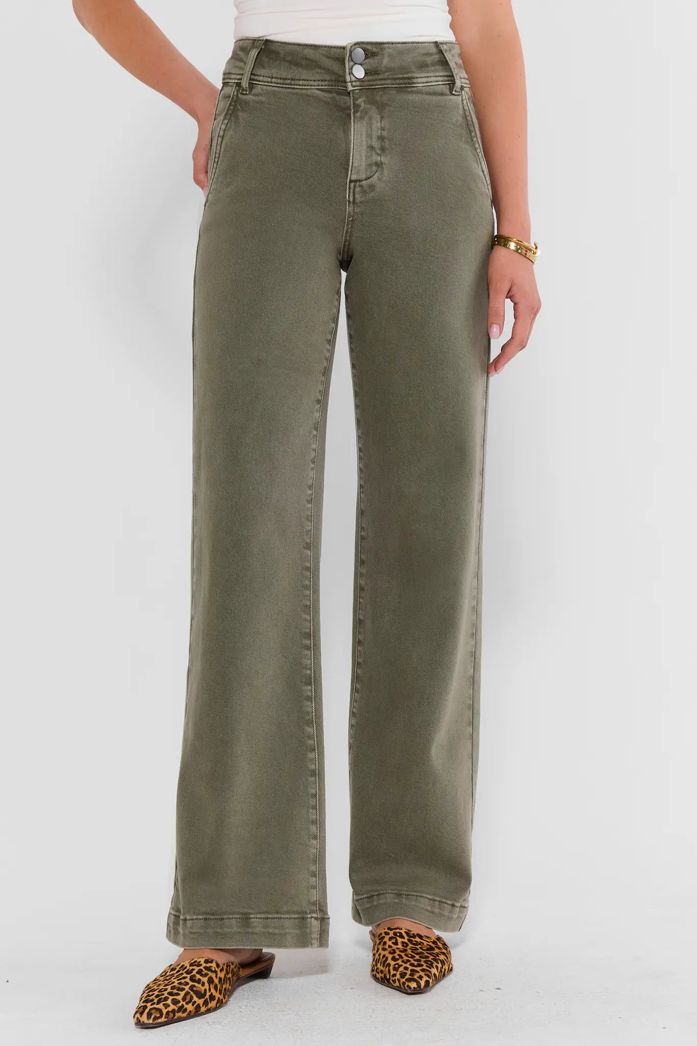 Kameron Olive Wide Leg Jeans