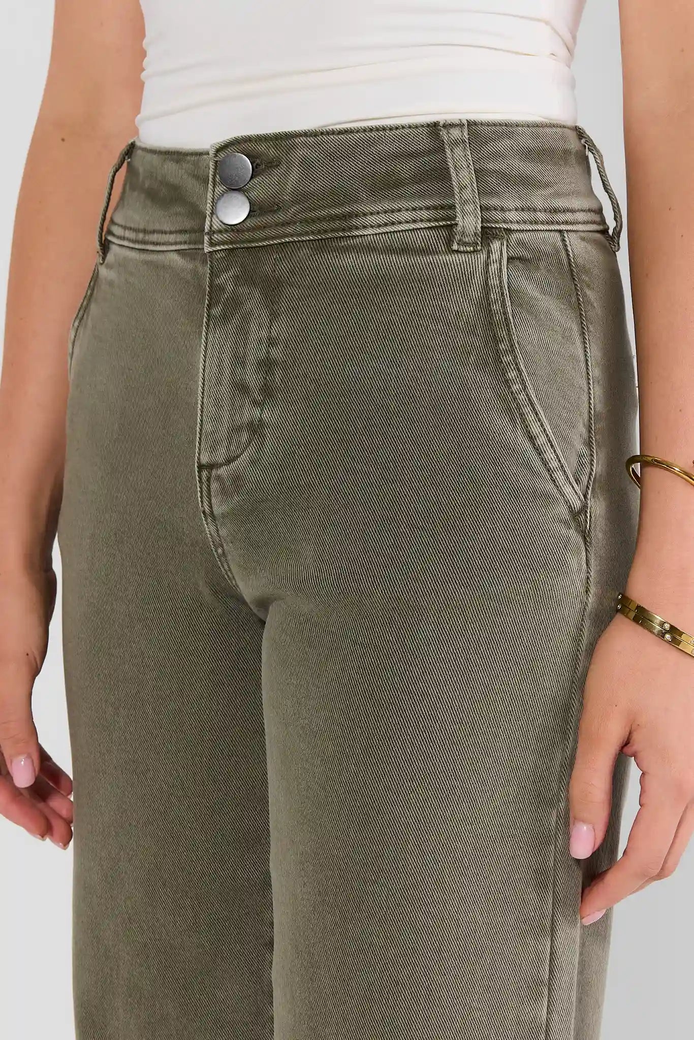 Kameron Olive Wide Leg Jeans