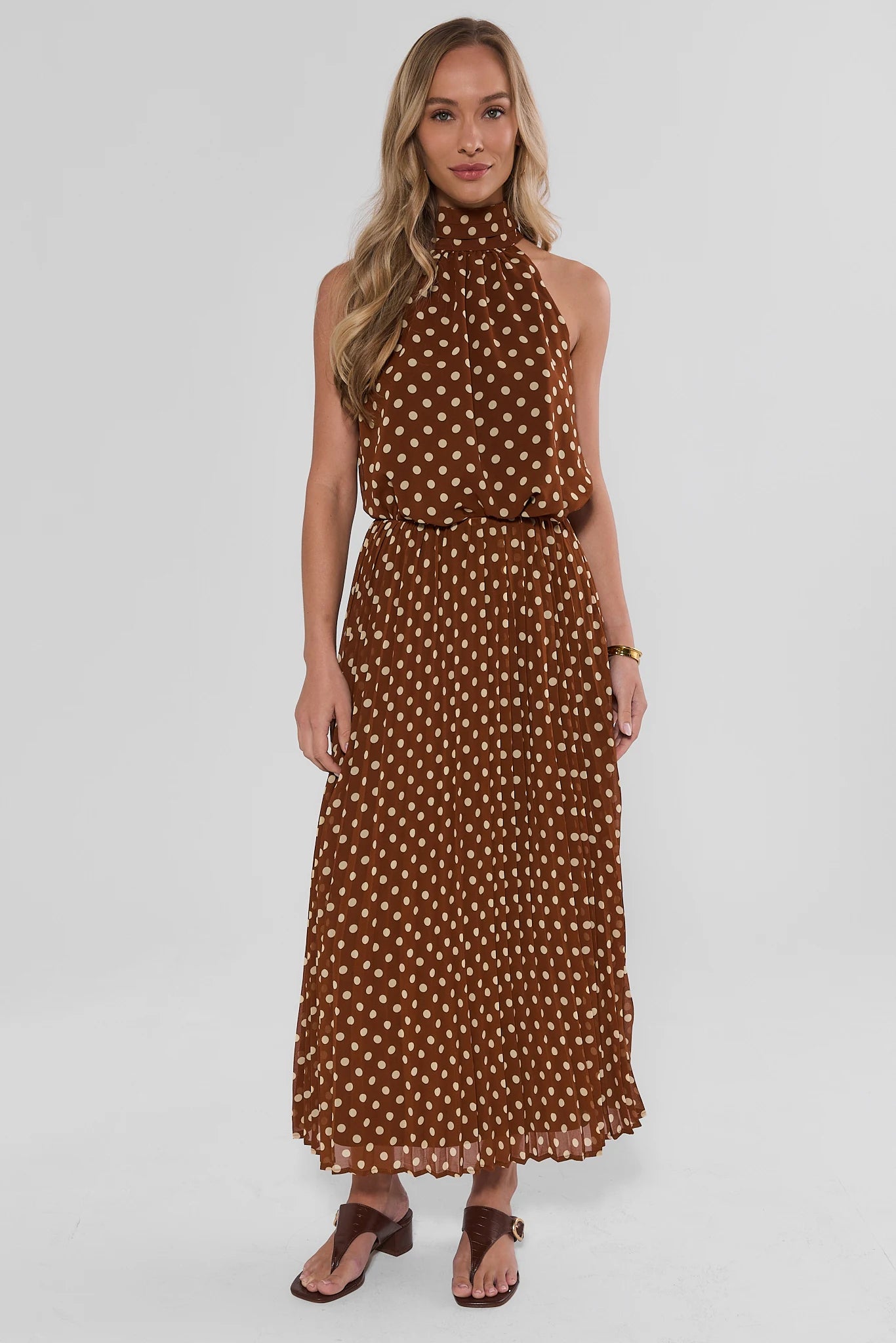 Brown Polka Dot Maxi Skirt