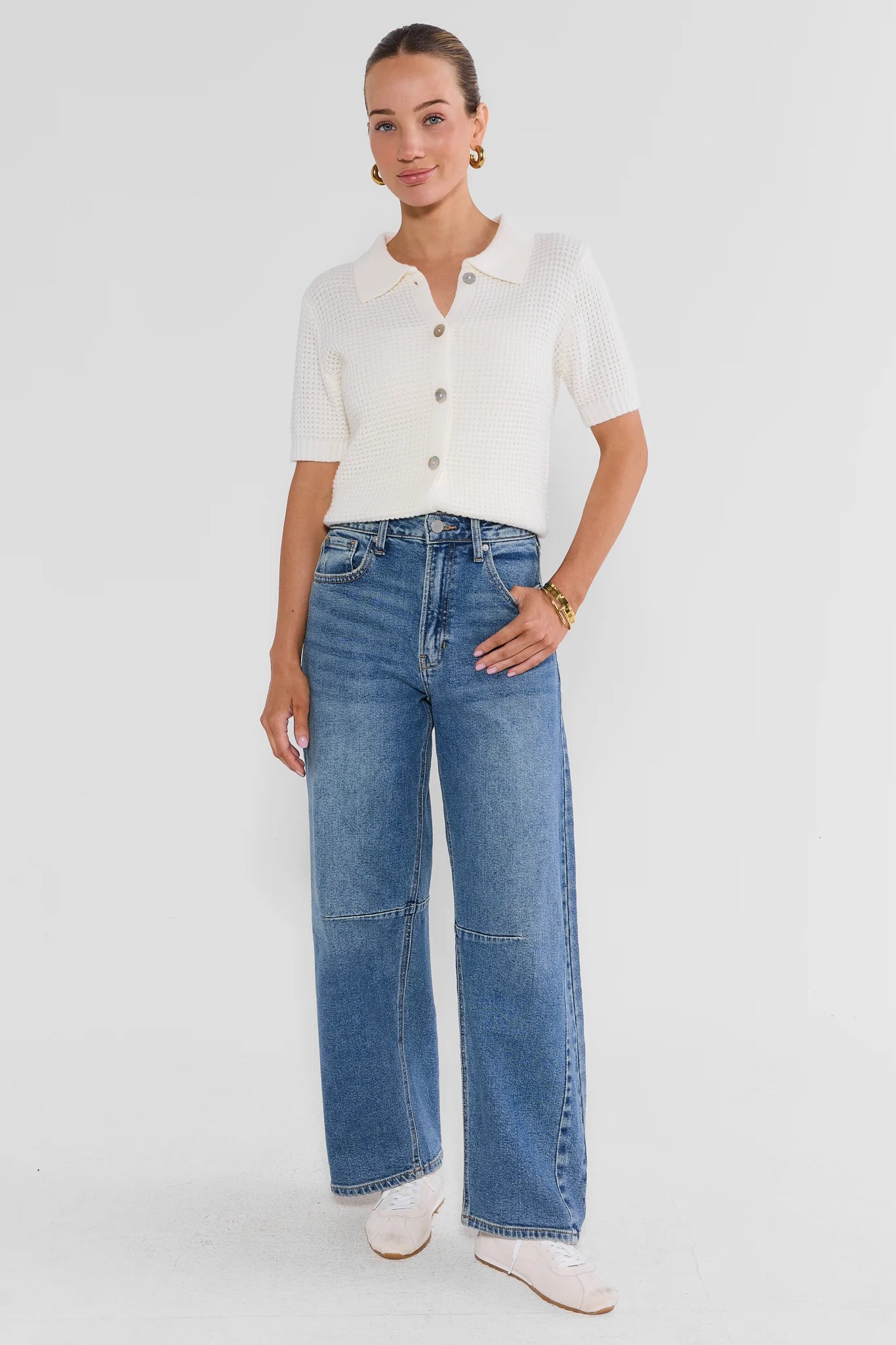 Harper Medium Wash Barrel Jeans
