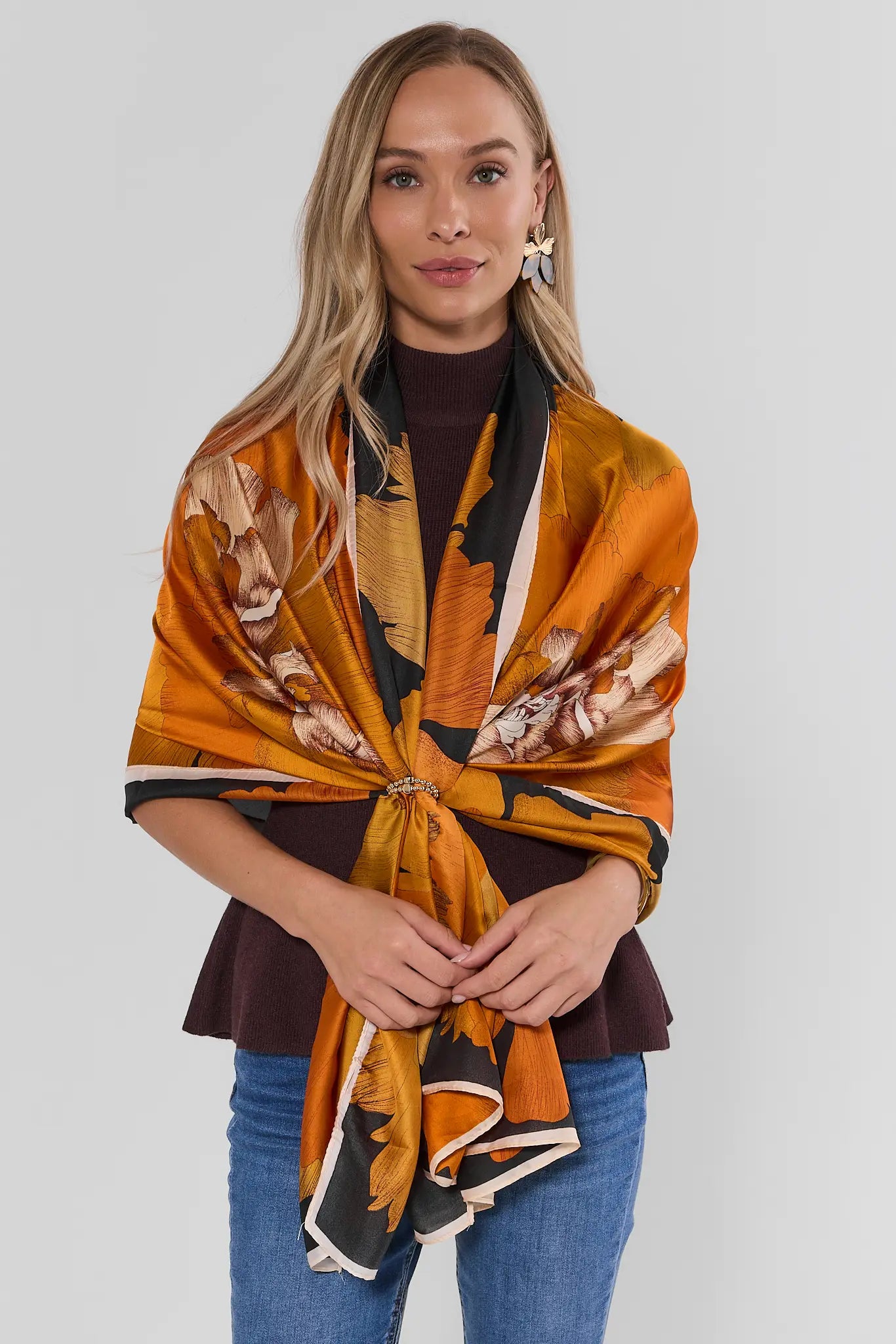 Orange Floral Wrap