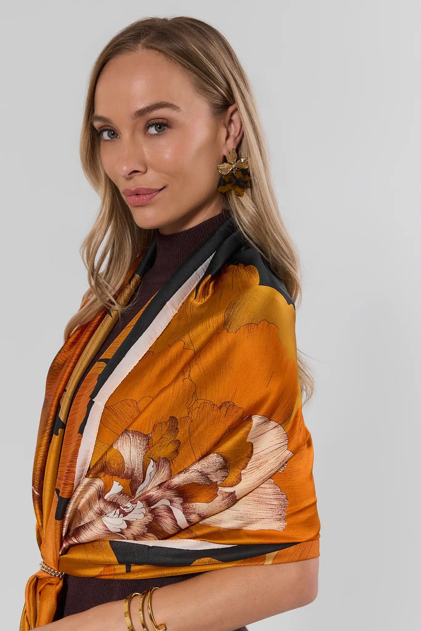 Orange Floral Wrap