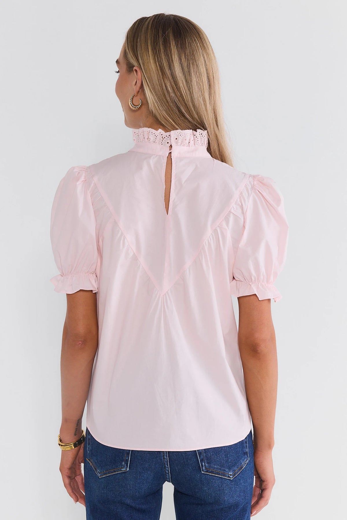 Pink Ruffle Collar Top