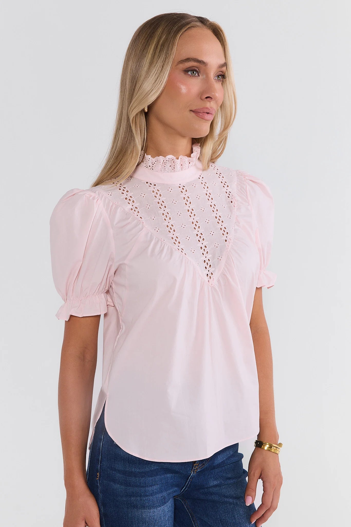Pink Ruffle Collar Top