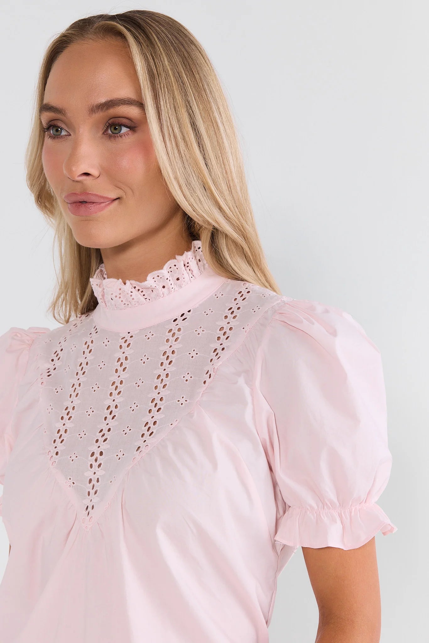Pink Ruffle Collar Top