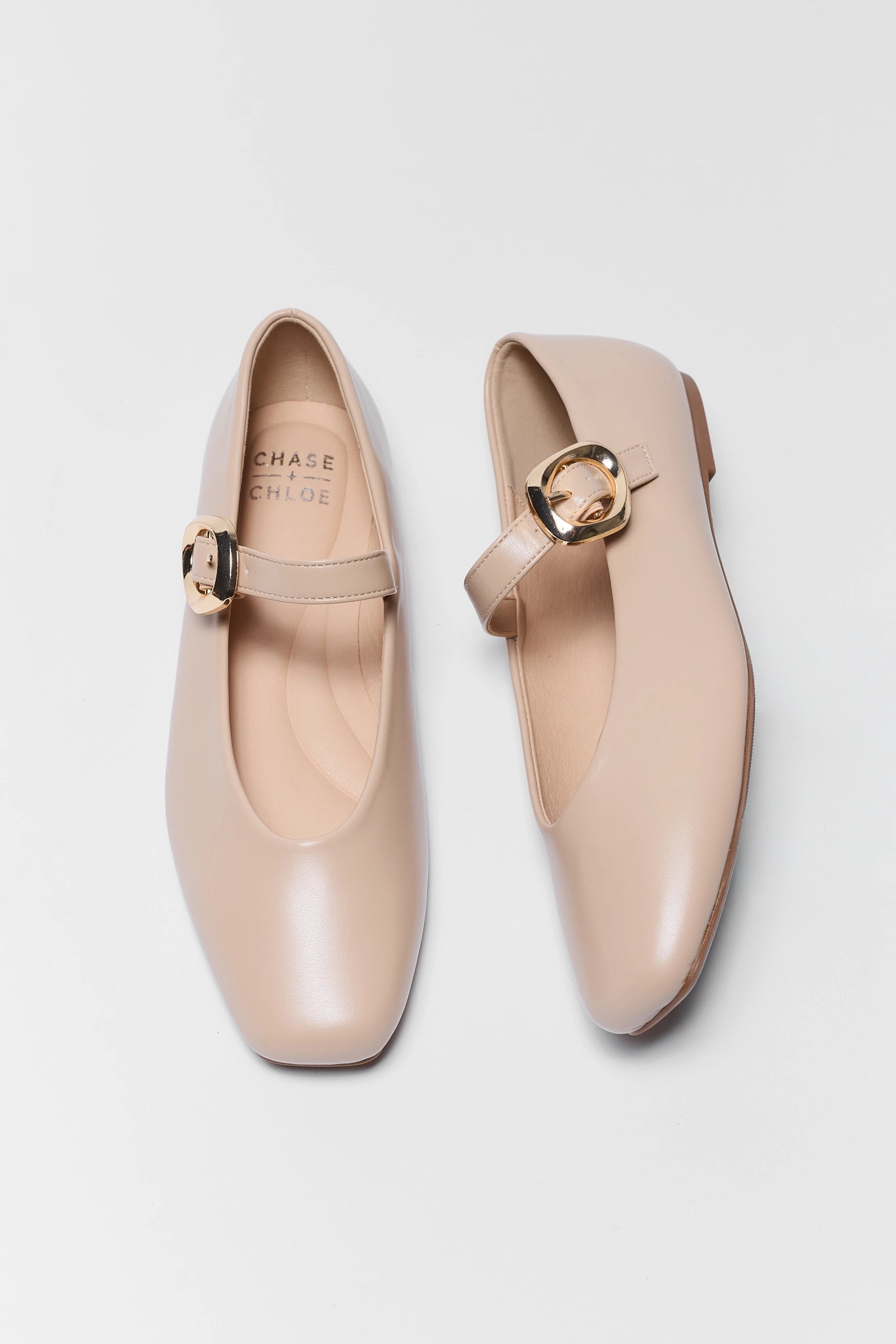 Nude Buckle Strap Ballet Flats