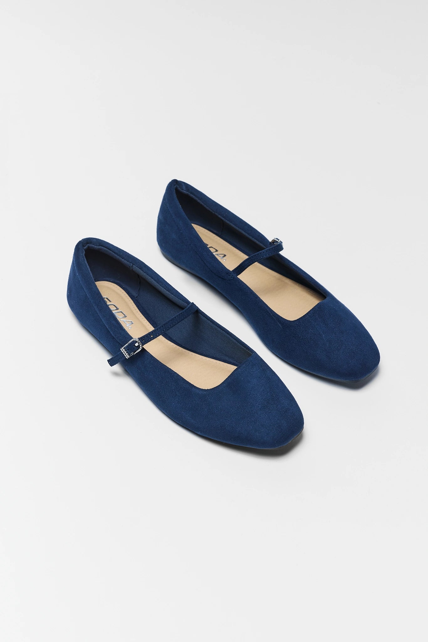 Navy Faux Suede Ballet Flats for Women