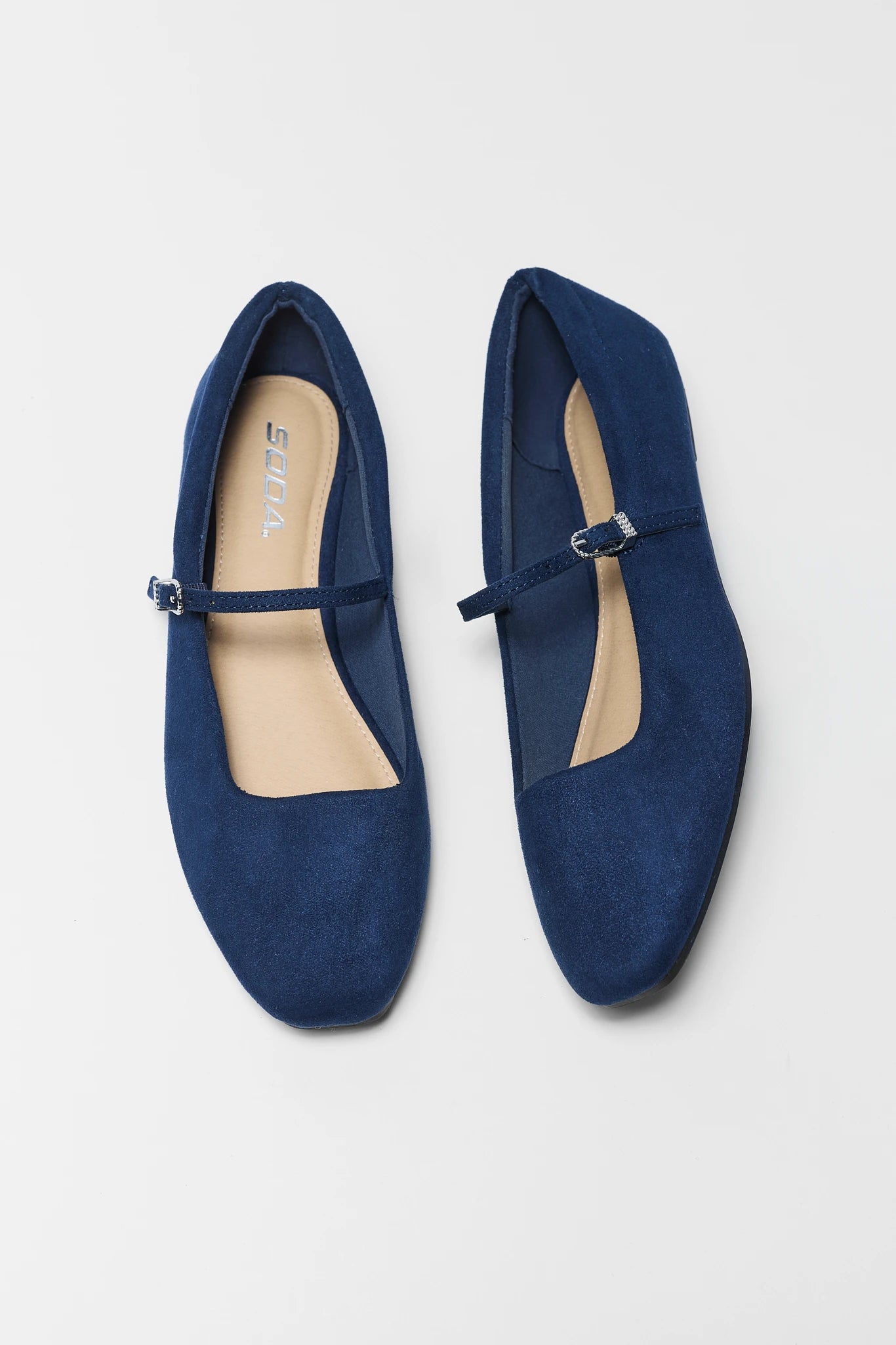Navy Faux Suede Ballet Flats