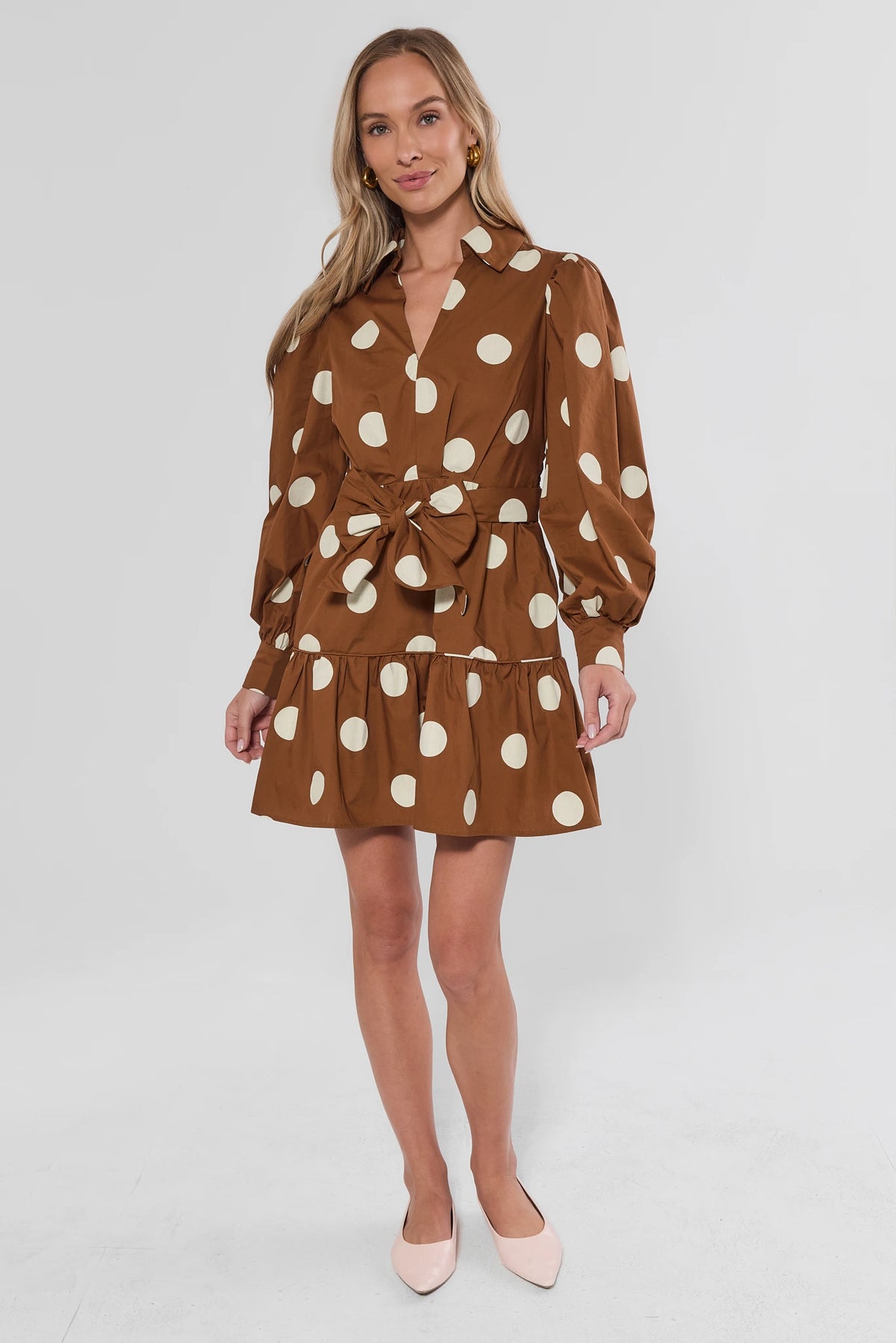 Stevie Brown Polka Dot Short Dress