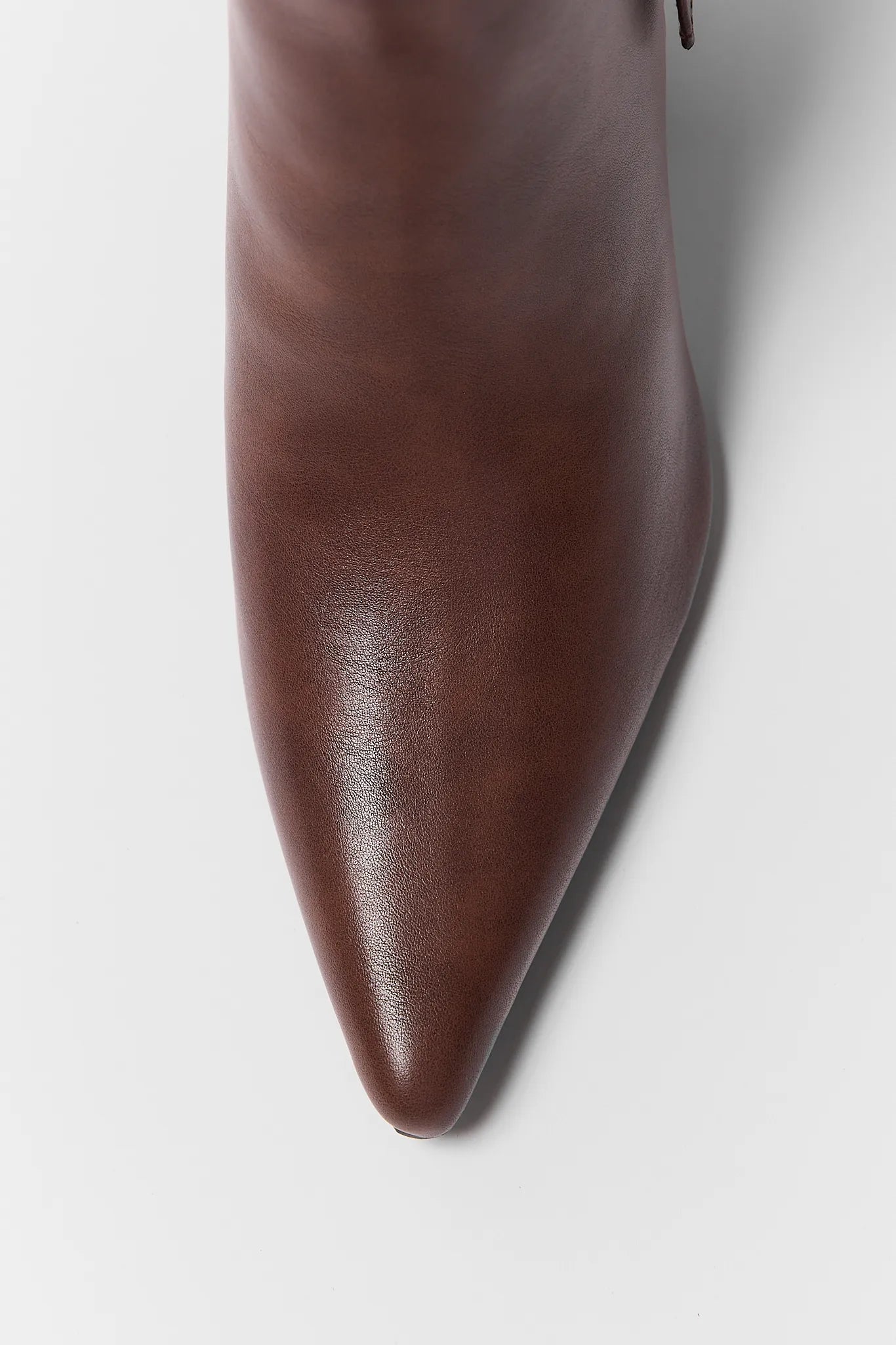 Brown Pointed Toe Buckle Ankle Boots