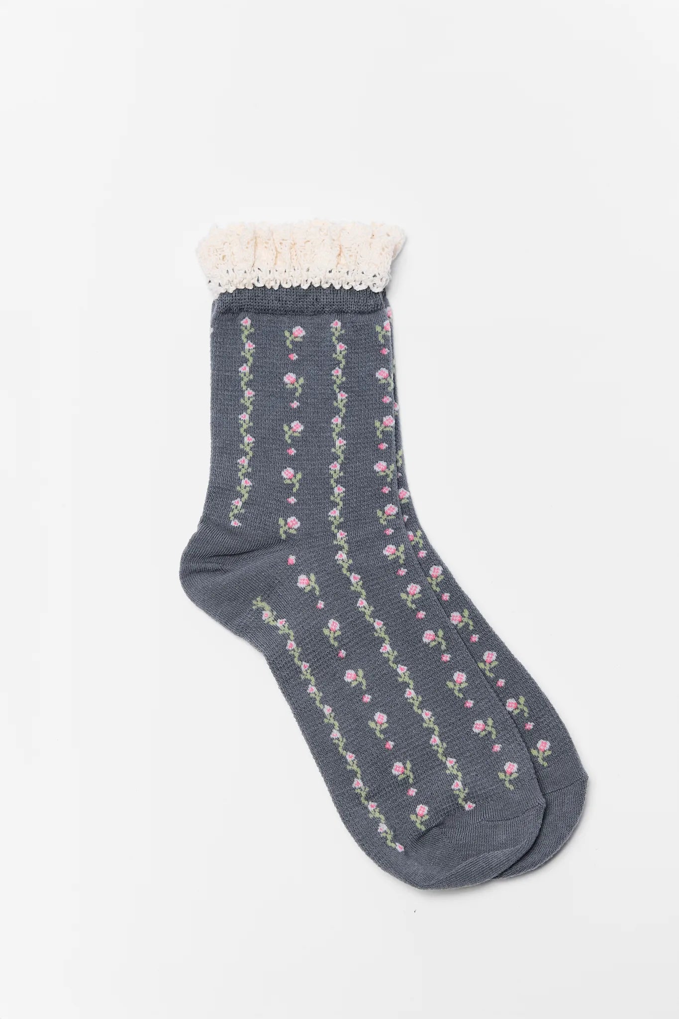 Sarah Charcoal Pointelle Socks