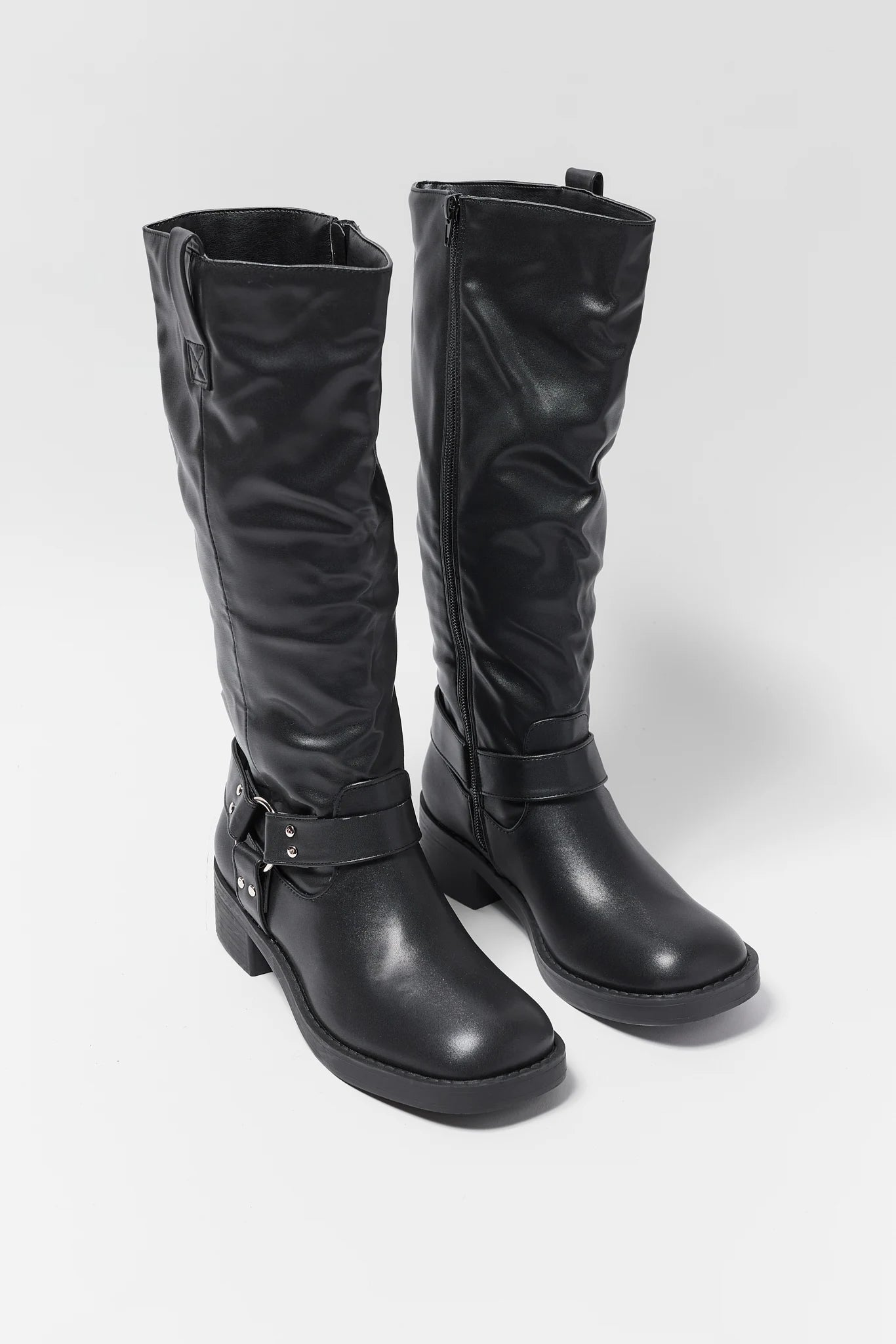 Spencer Black Faux Leather Boots