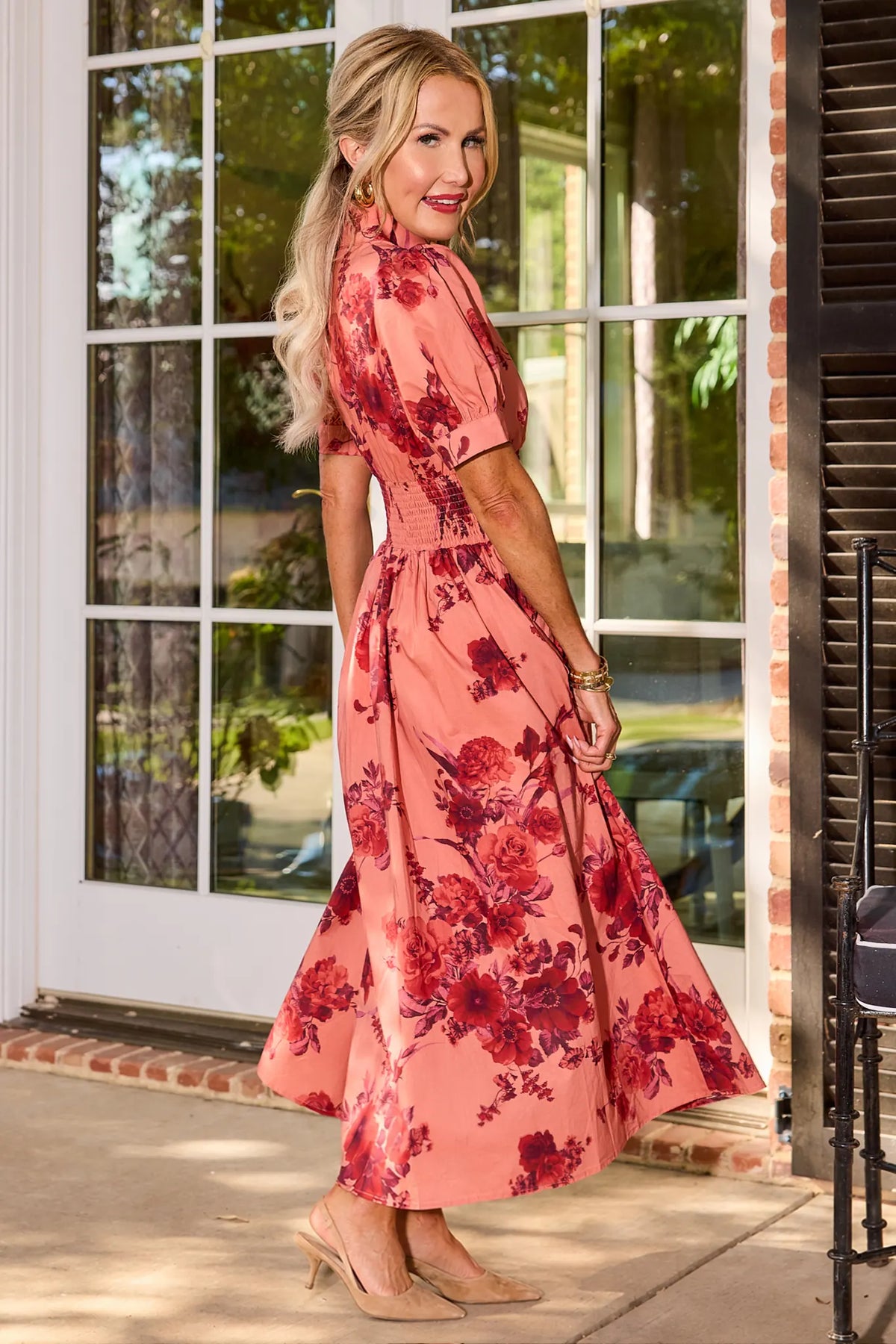 Stephanie Rose Floral Zip Up Midi Dress