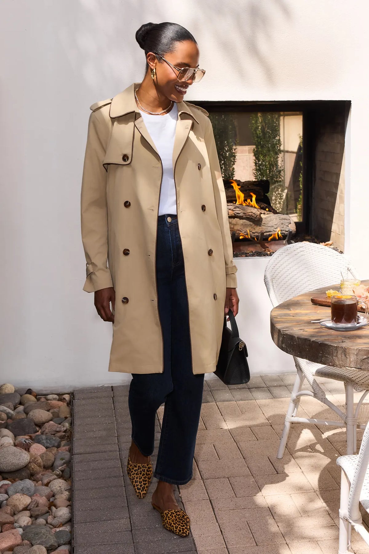 Tan Belted Trench Coat