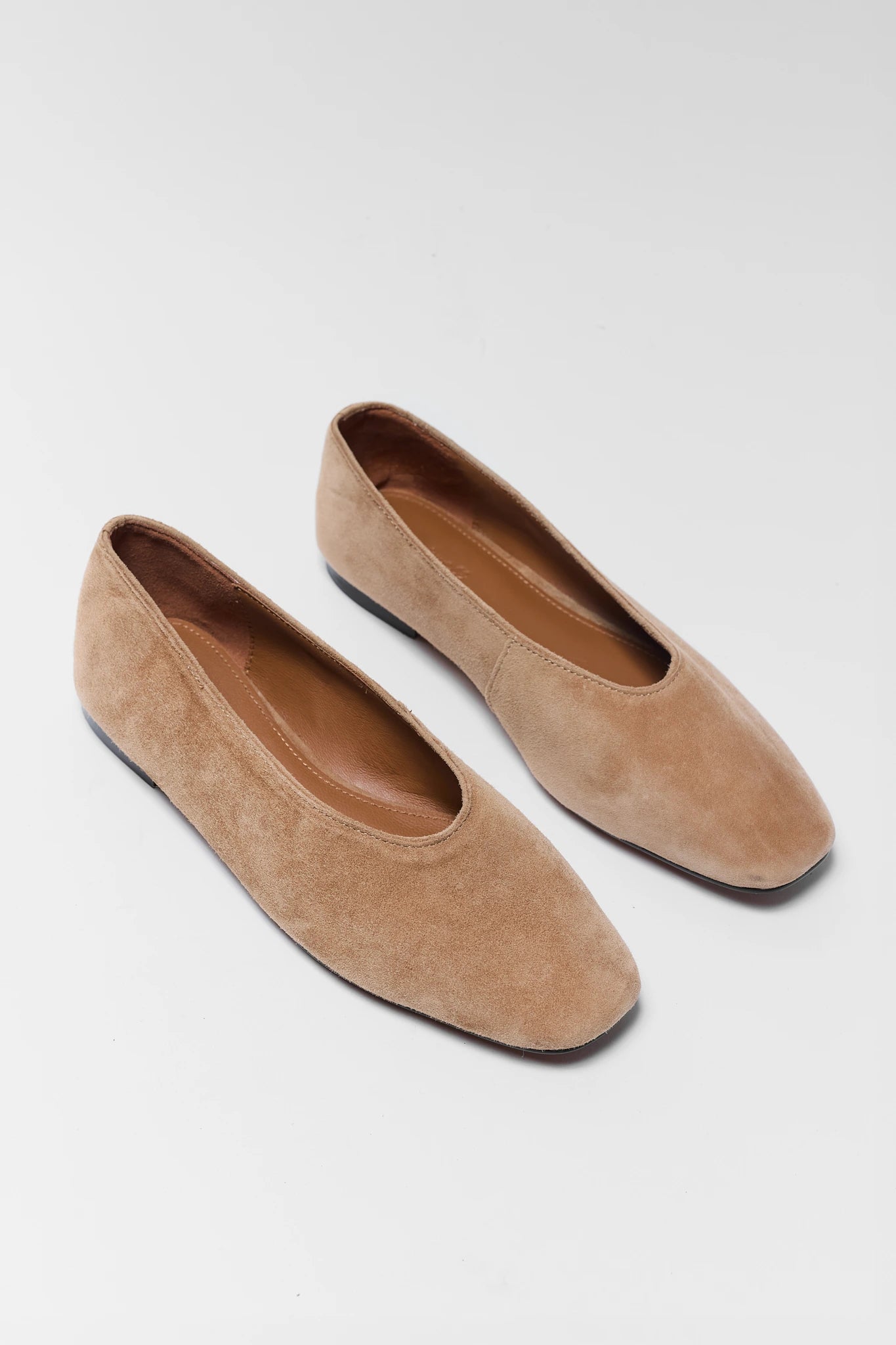 Tan Faux Suede Ballet Flats