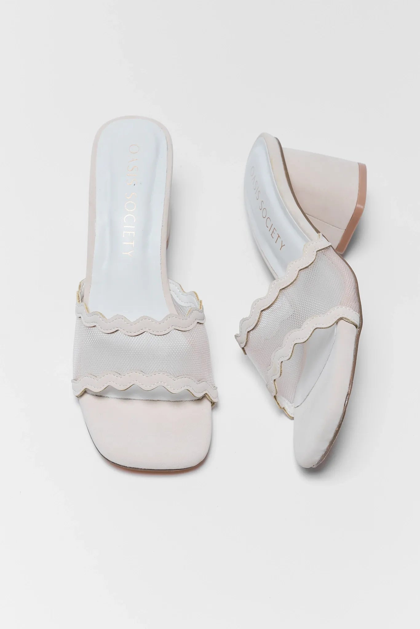 Trina Bone Mesh Block Heels on white background