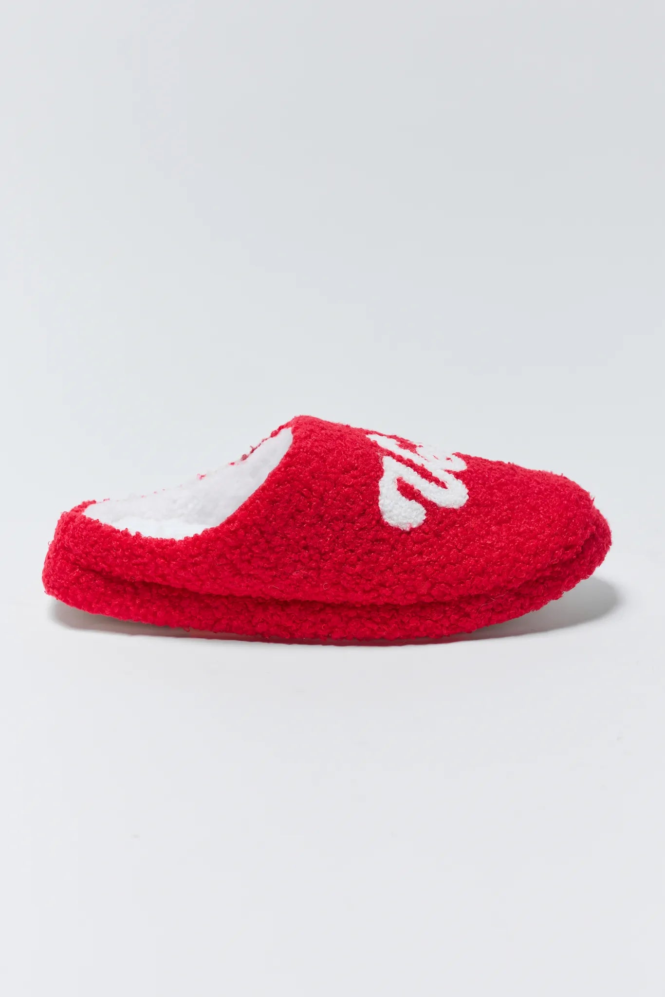 Very Merry Fuzzy Slippers on a white background