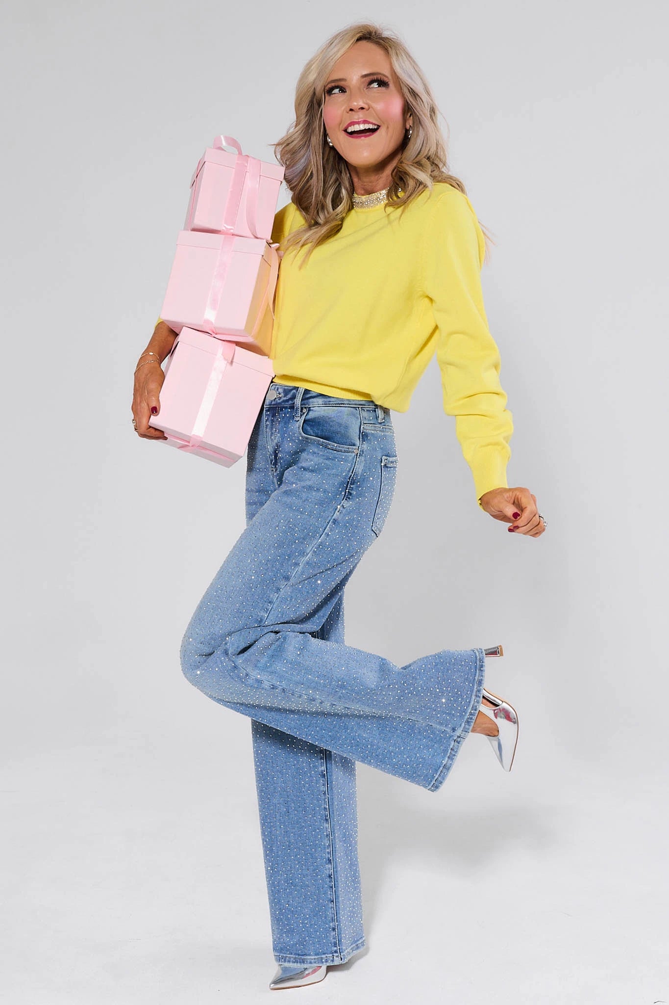 Victoria Yellow Embellished Sweater