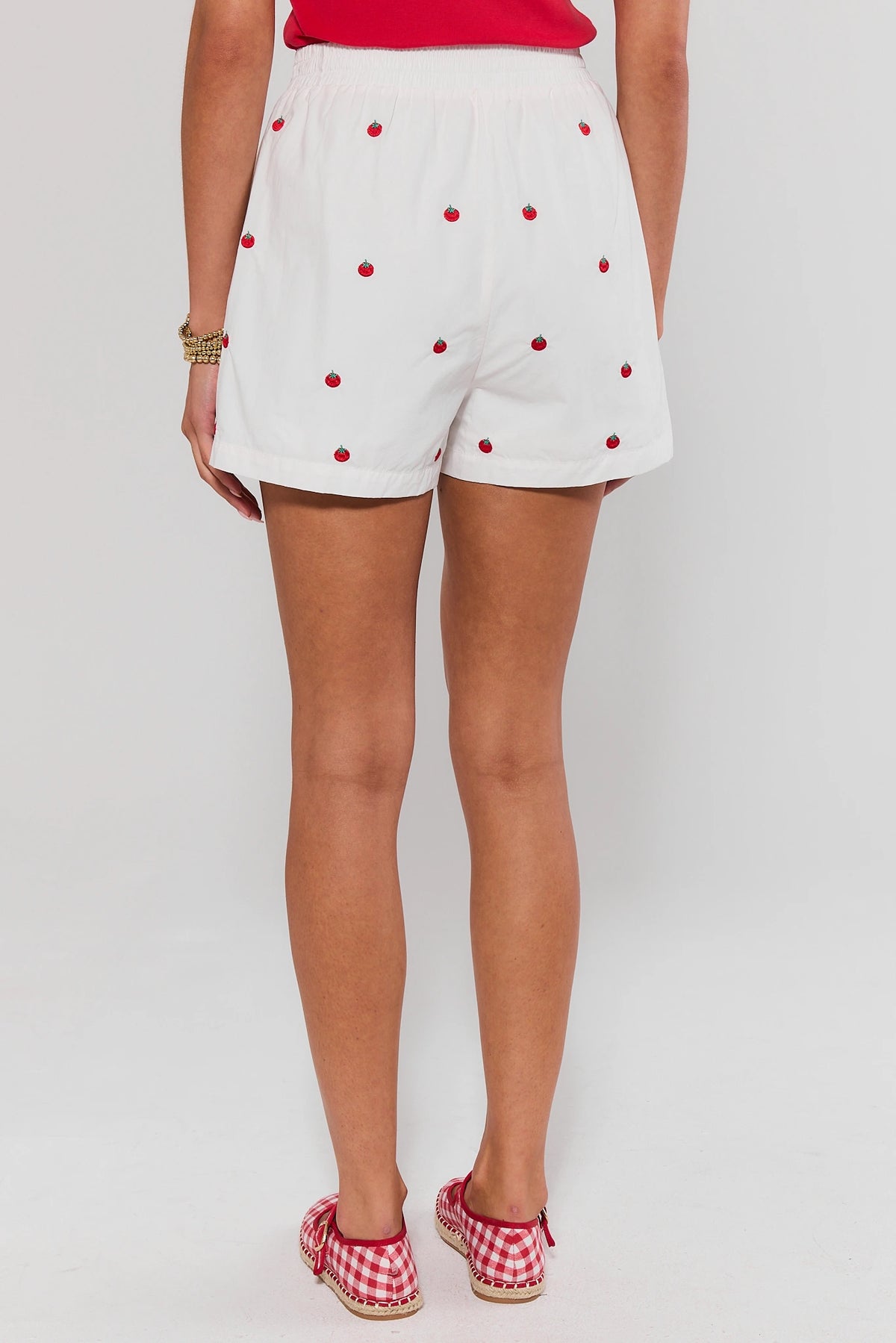 White Tomato Embroidered Shorts | Avara | Avara