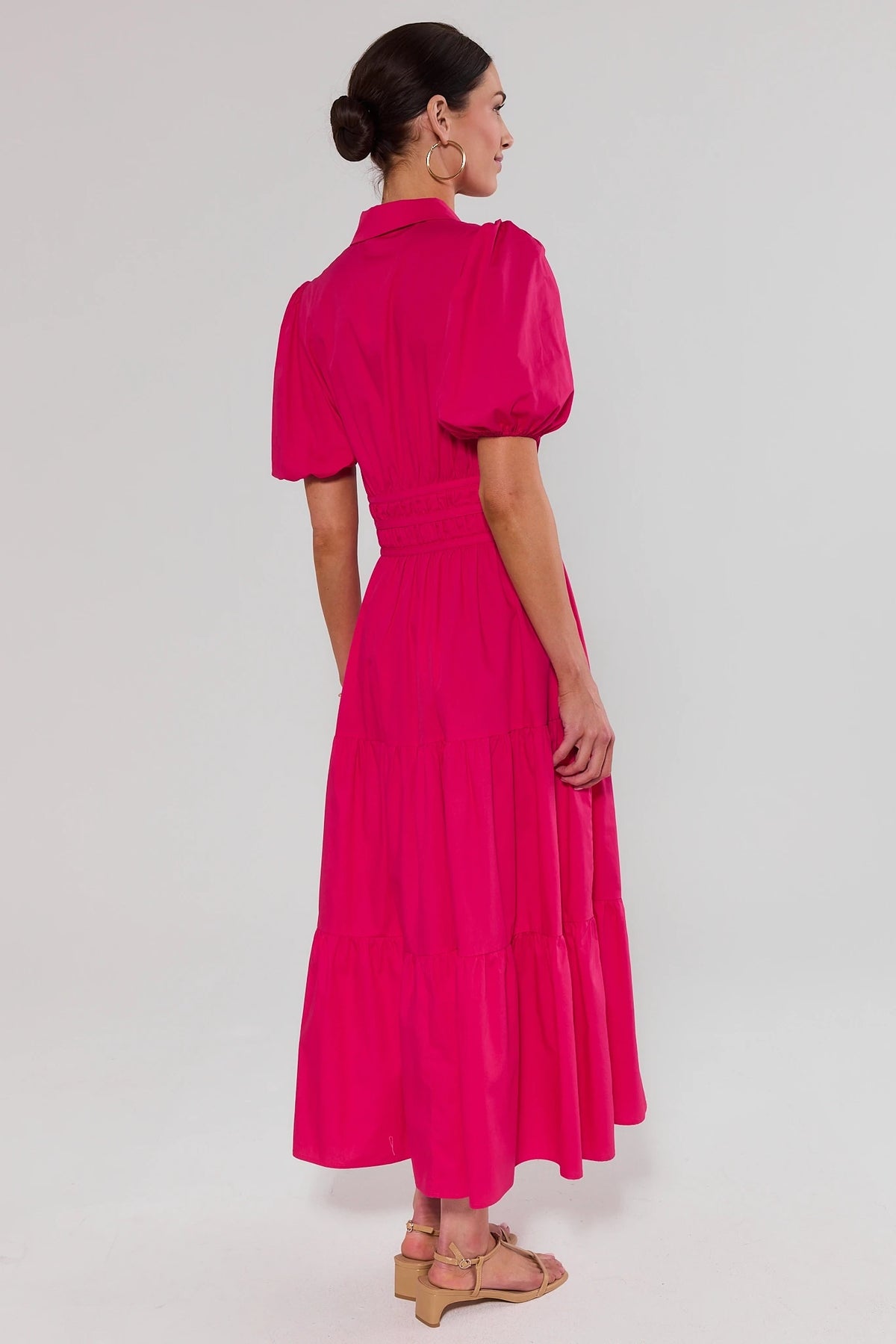 pink tiered midi dress Button Up Style:Cutie Brown lace and tulle dress Perfect For Halter Neck Thigh High