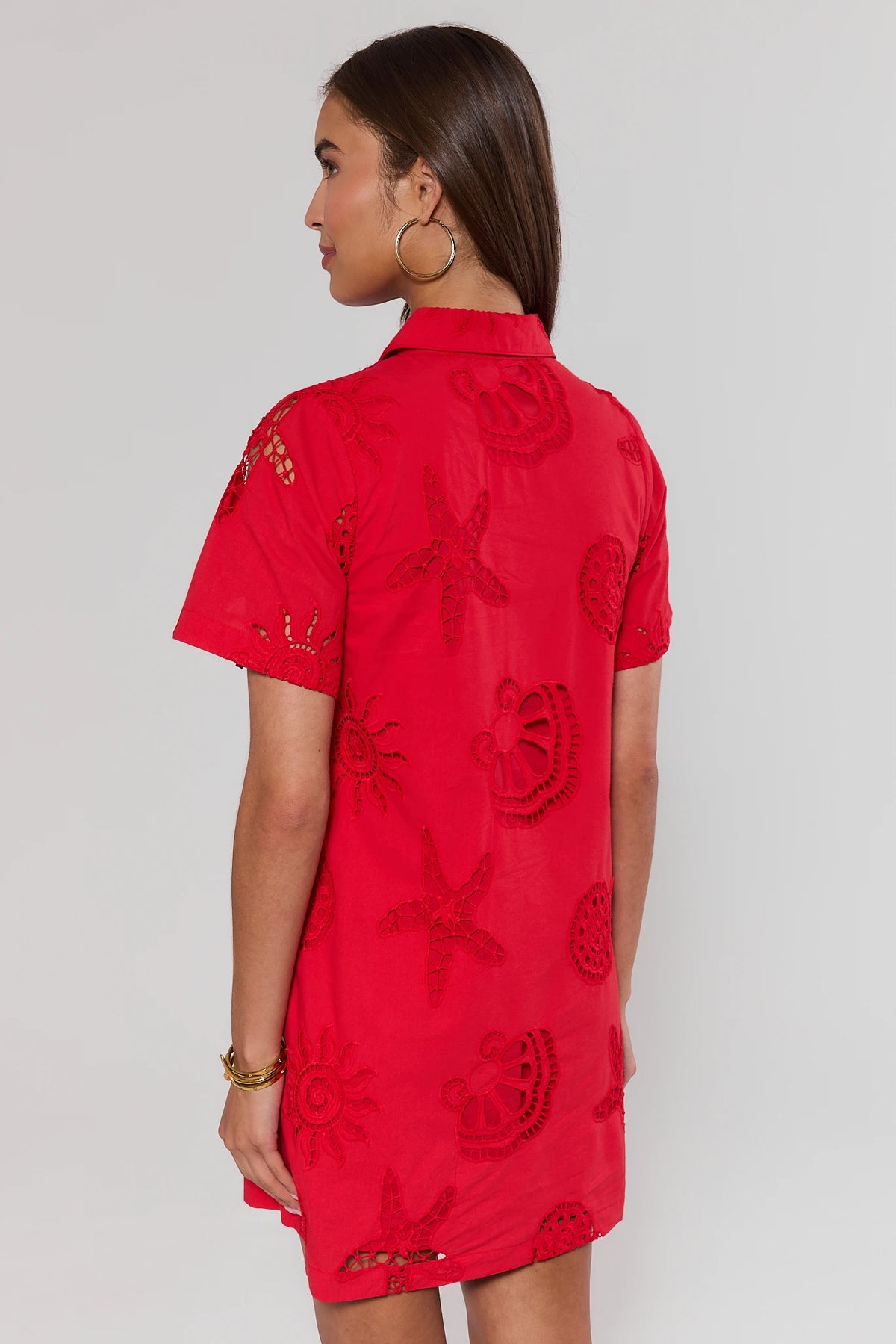 embroidery shirts dress Women's Red Embroidered Short | Avara highlighting the sleeves 14 Most Comfortable Dress Web Collection: Tailored Dresses Size:Age 7