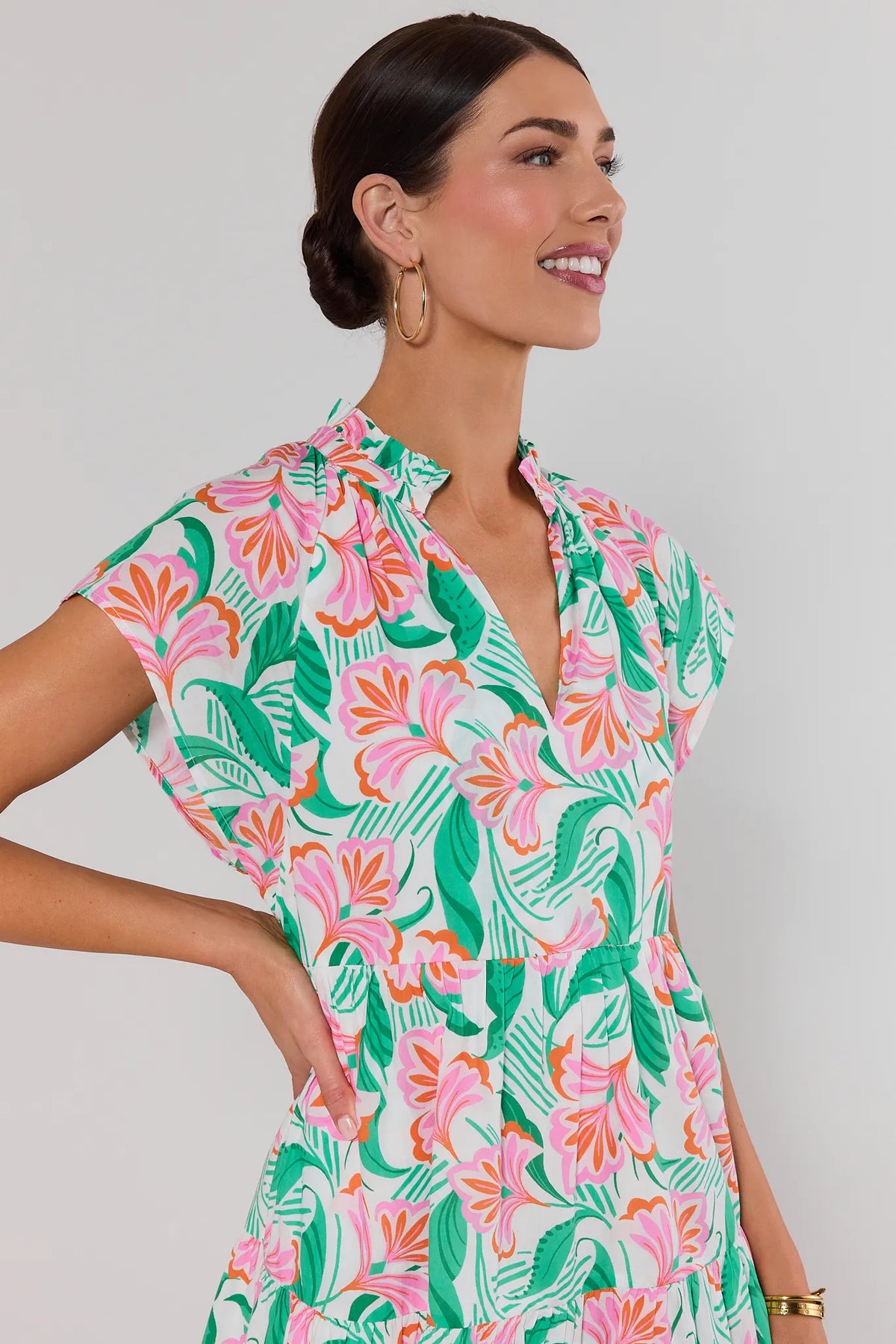 Isa Green Printed Midi Dress