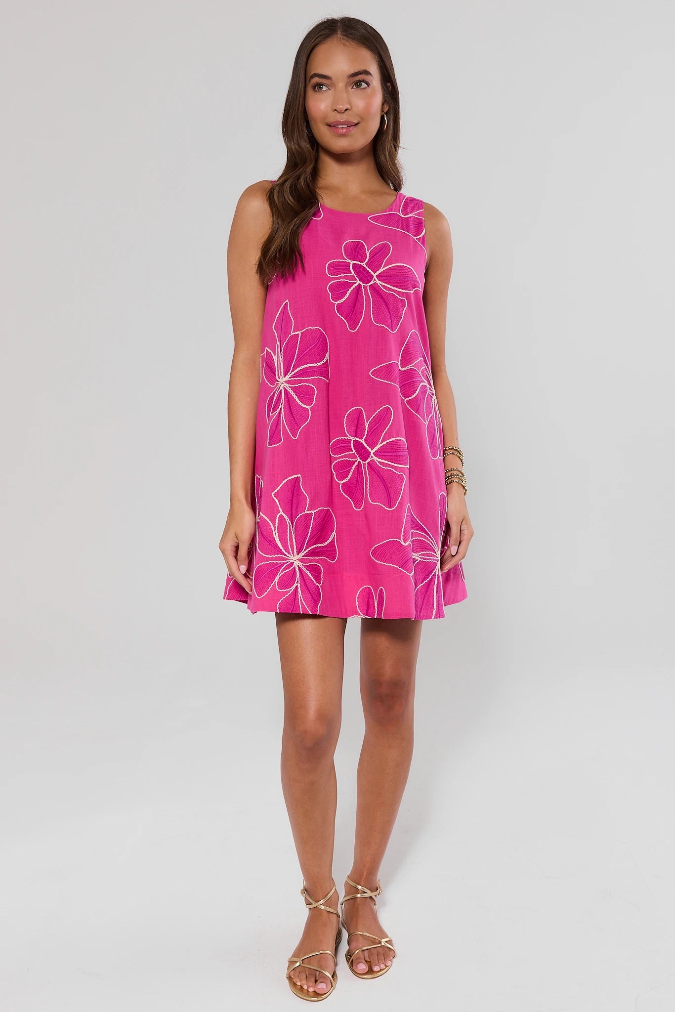 Mary Pink Floral Short Dress