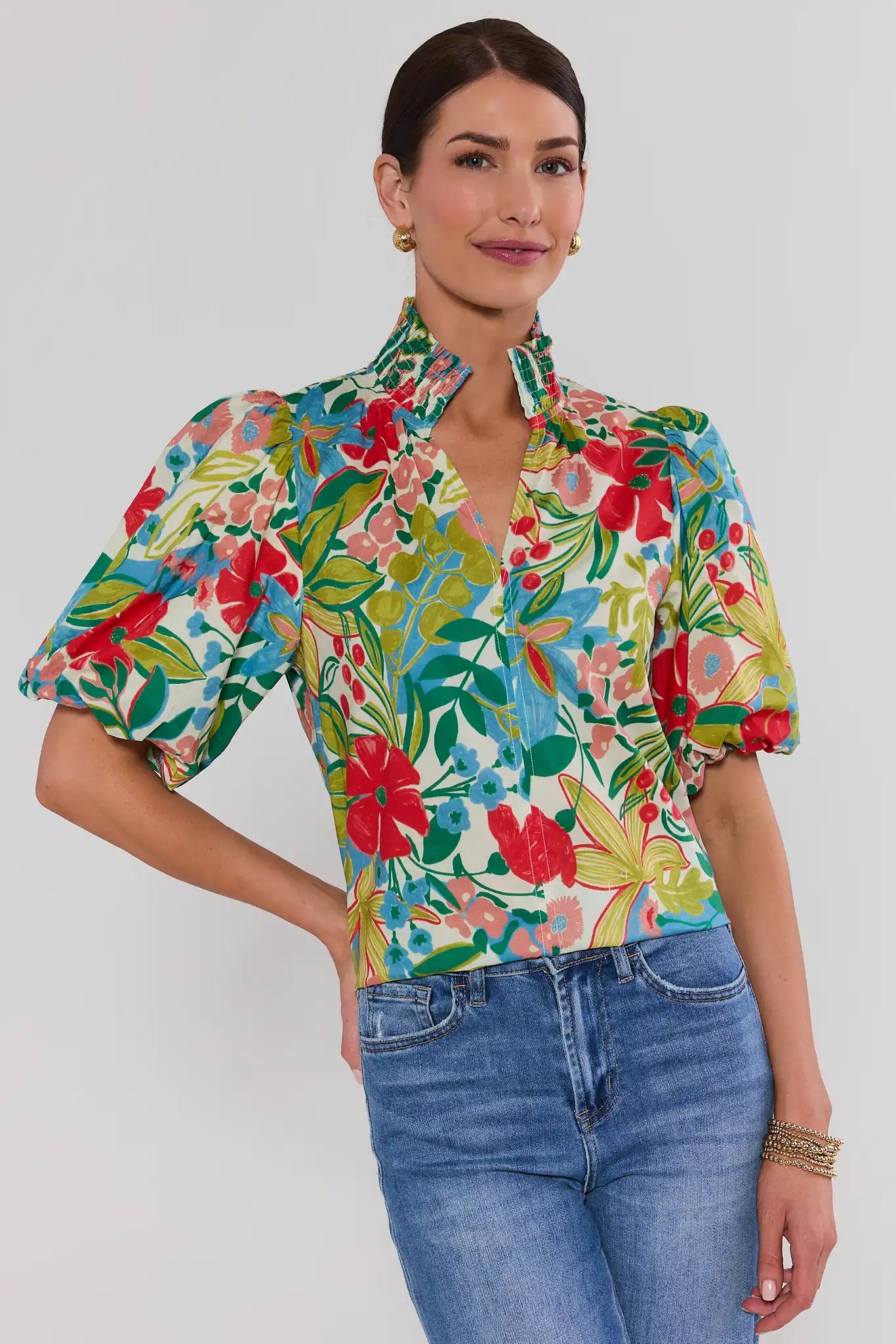 Melanie Floral Print Puff Sleeve Top