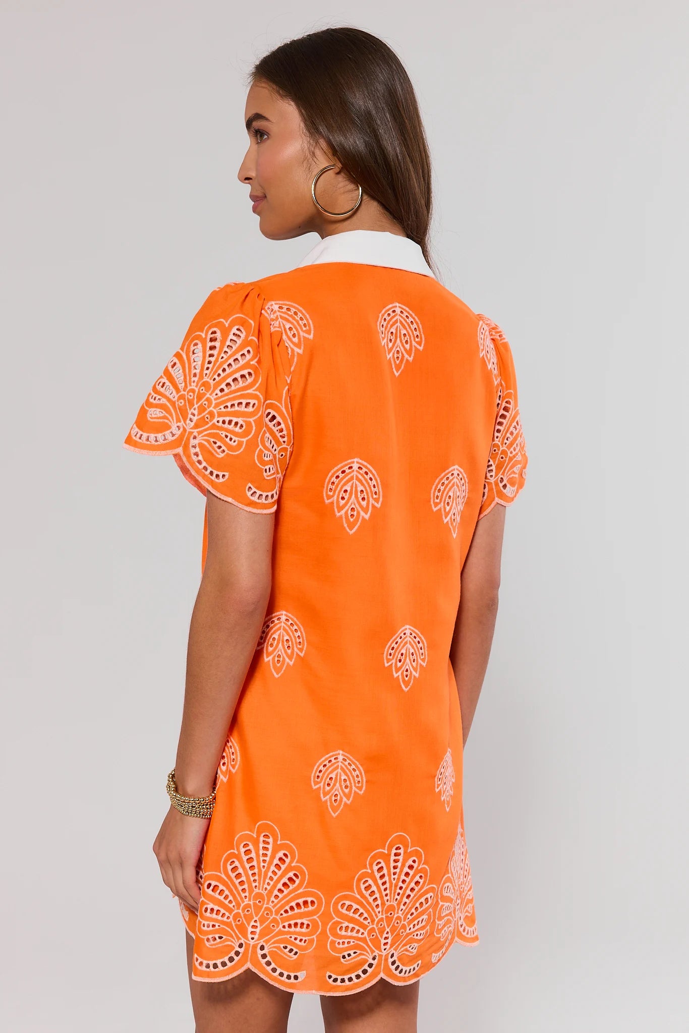 Orange Eyelet Embroidered Short Dress | Women's Clothing | Avara Orange Eyelet Embroidered Short Dress | Women's Clothing | Avara