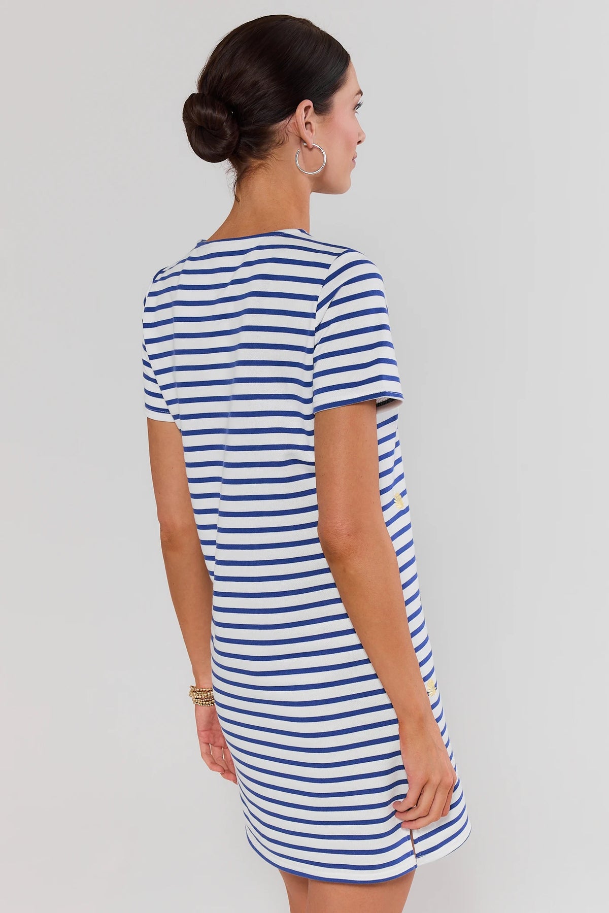 shirt dress blue and white Stripe Embroidered | Women's Clothing linda strapless floral sequin SwimDrop62026 Color:blue/purple/indigo flowy silhouette that is