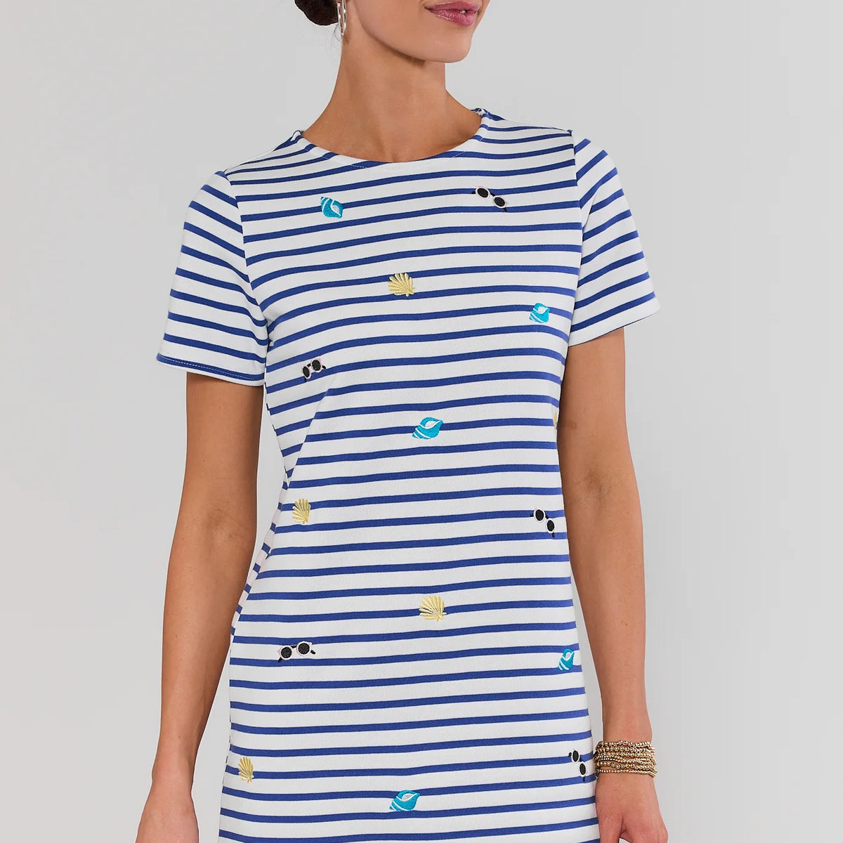 blue and white t shirt dress Blue And White Striped T-Shirt Dress