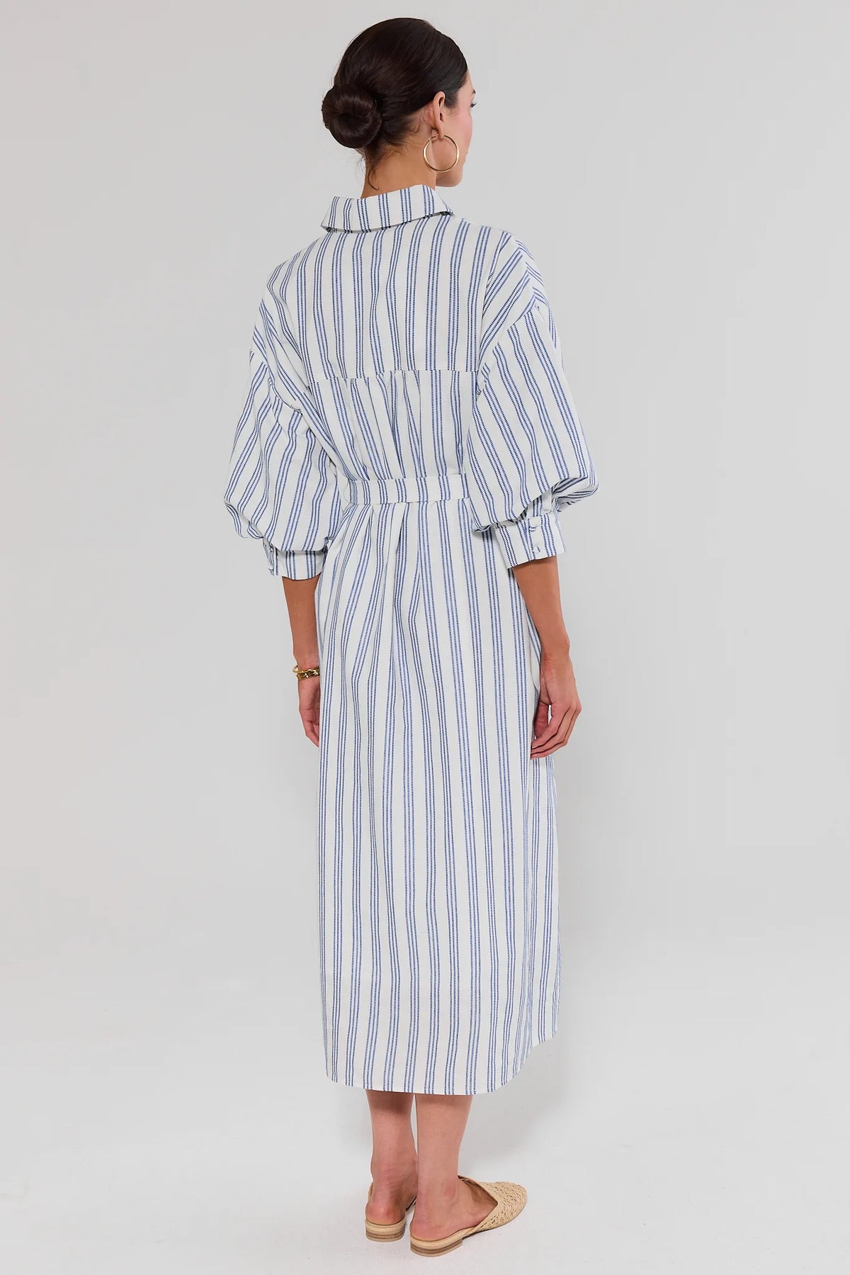 blue and white striped overall dress Pin Stripe Overall Dress