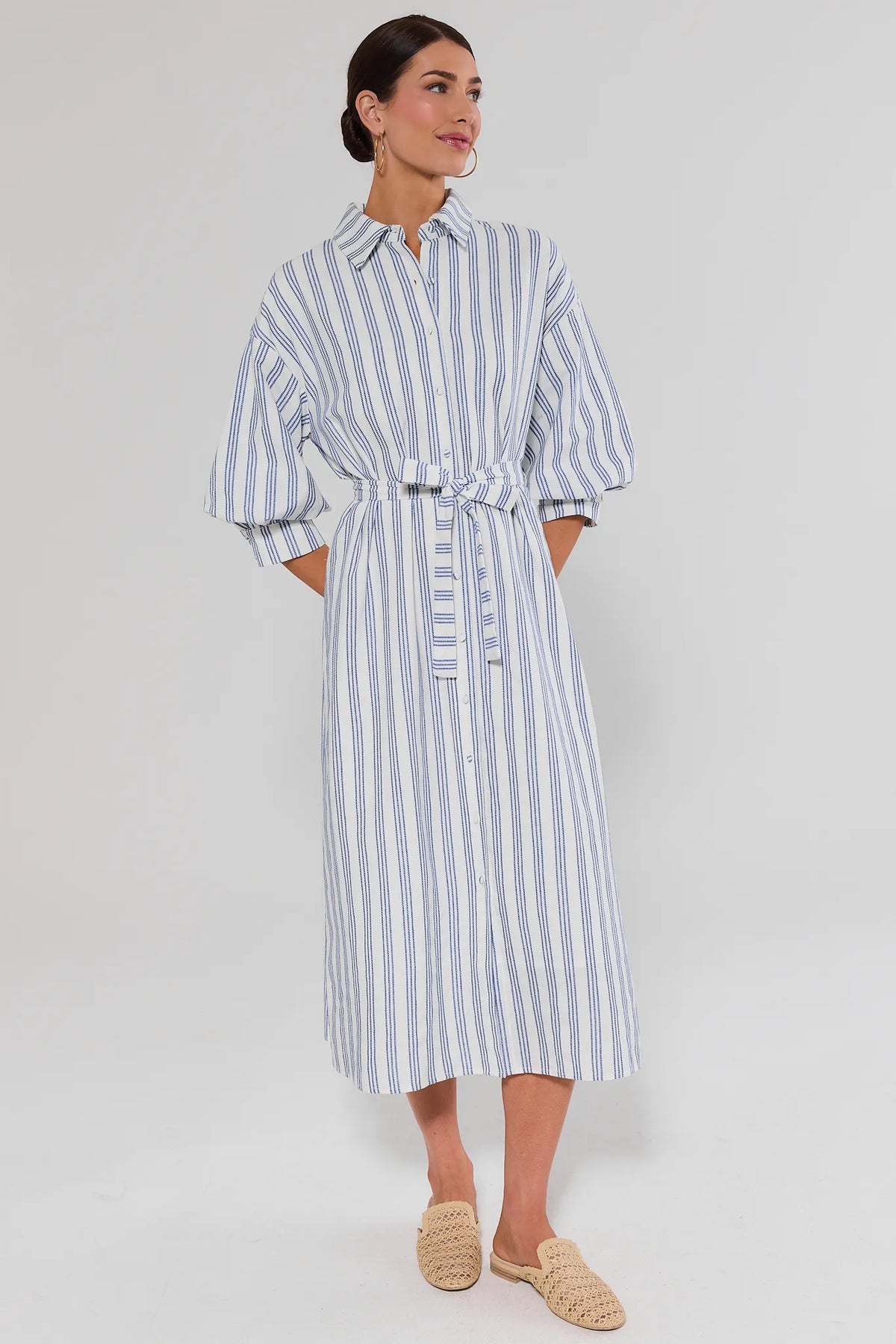 White Striped Midi Dress | Avara